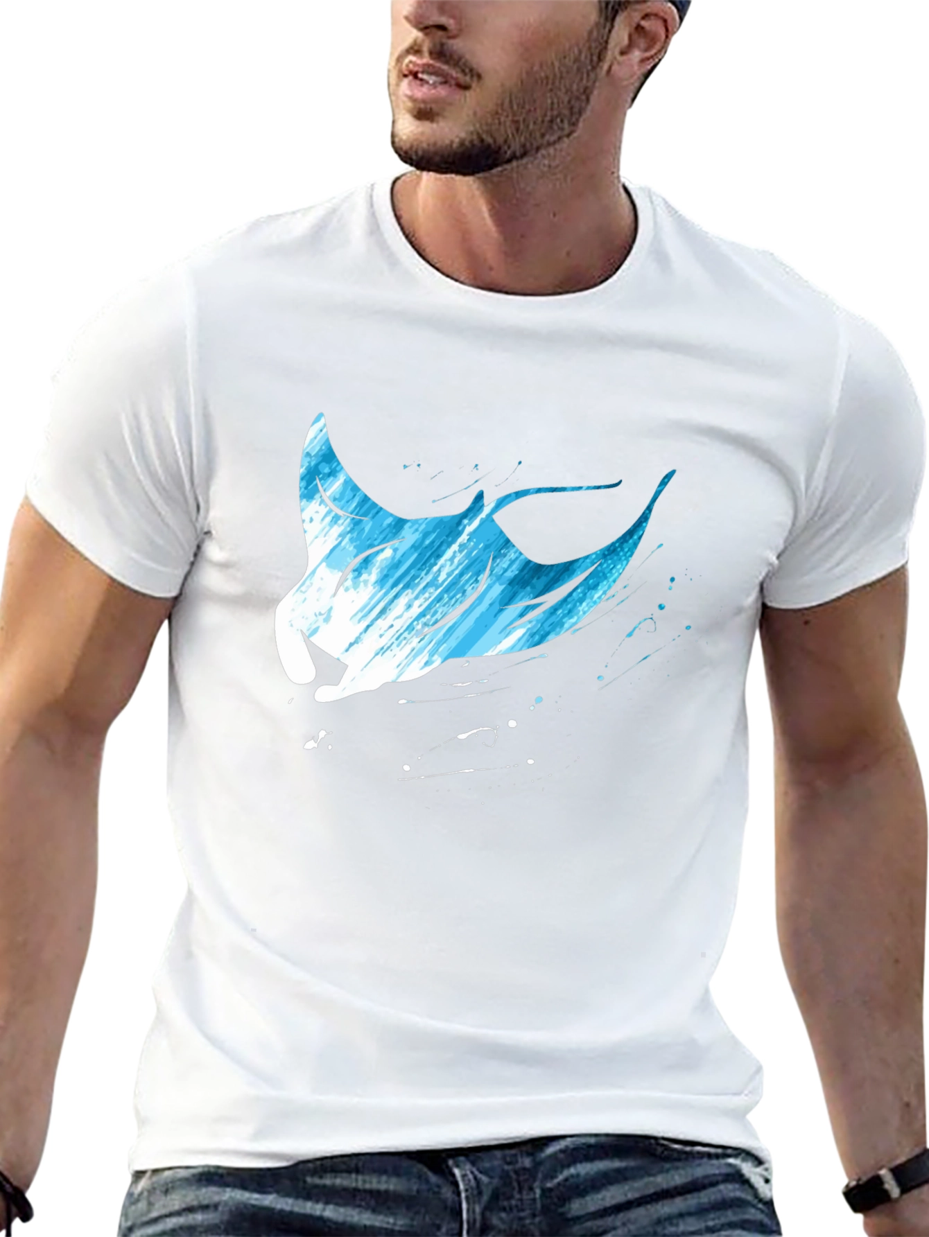 Manta Ray Graphic T-Shirt - Black Cotton Tee