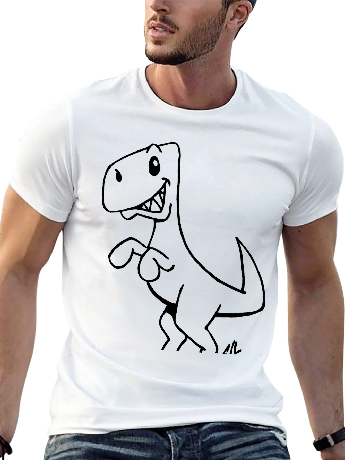 Cartoon Dinosaur Graphic T-Shirt