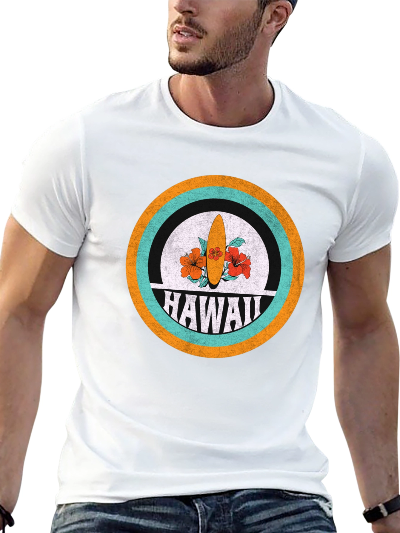 Hawaii Surfboard Graphic Tee - Retro Style