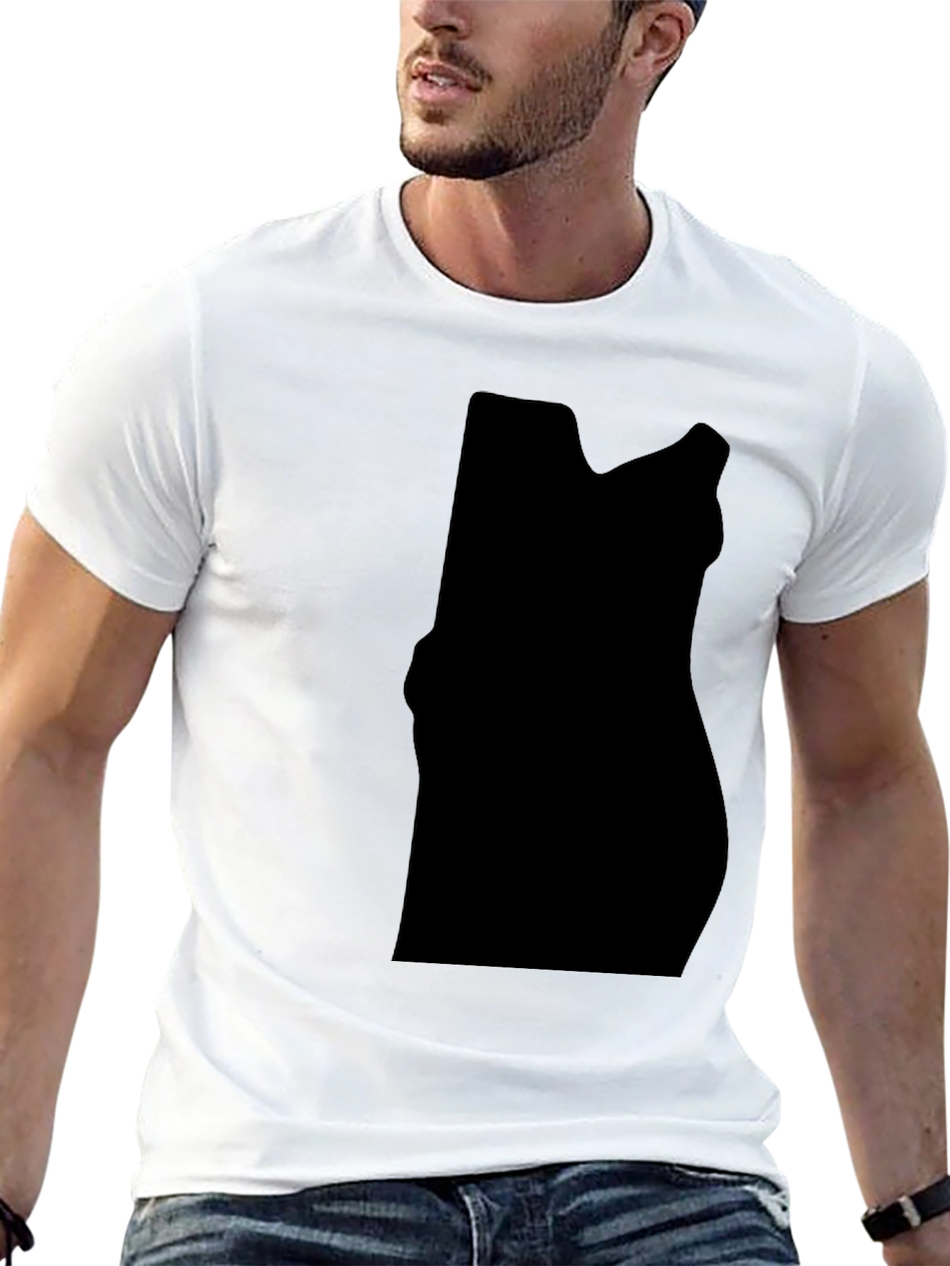 Mens Black Graphic Tee - Abstract Silhouette Design