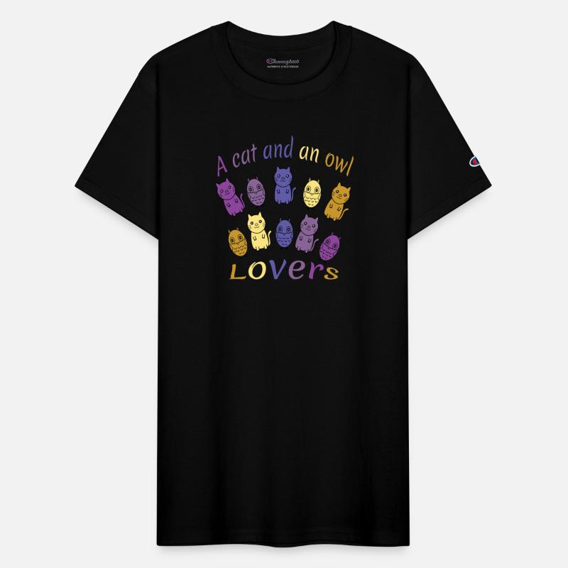 A Cat and an Owl lovers,cute , sample drawing .