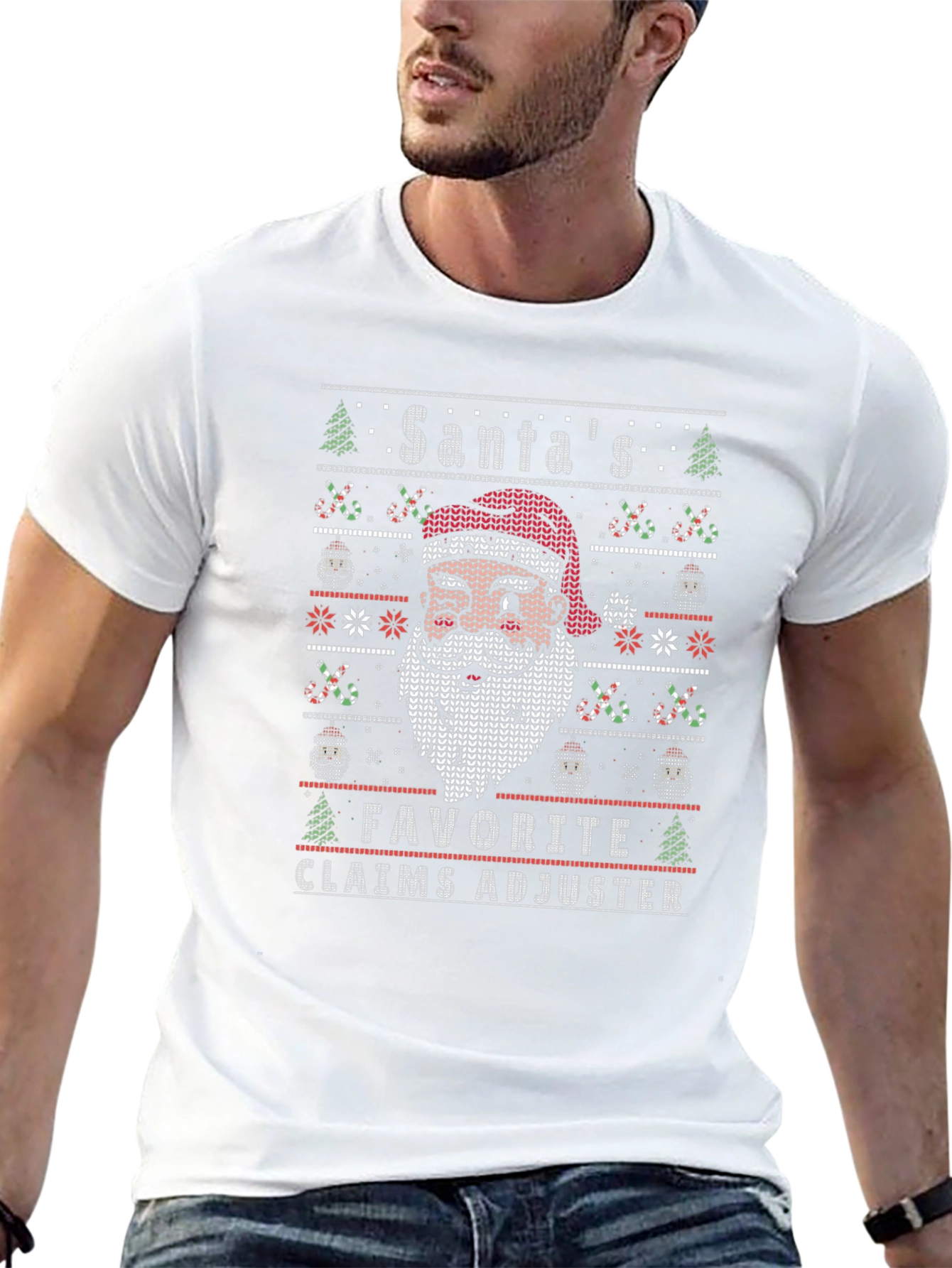 Santas Favorite Claims Adjuster Ugly Christmas Sweater T-Shirt