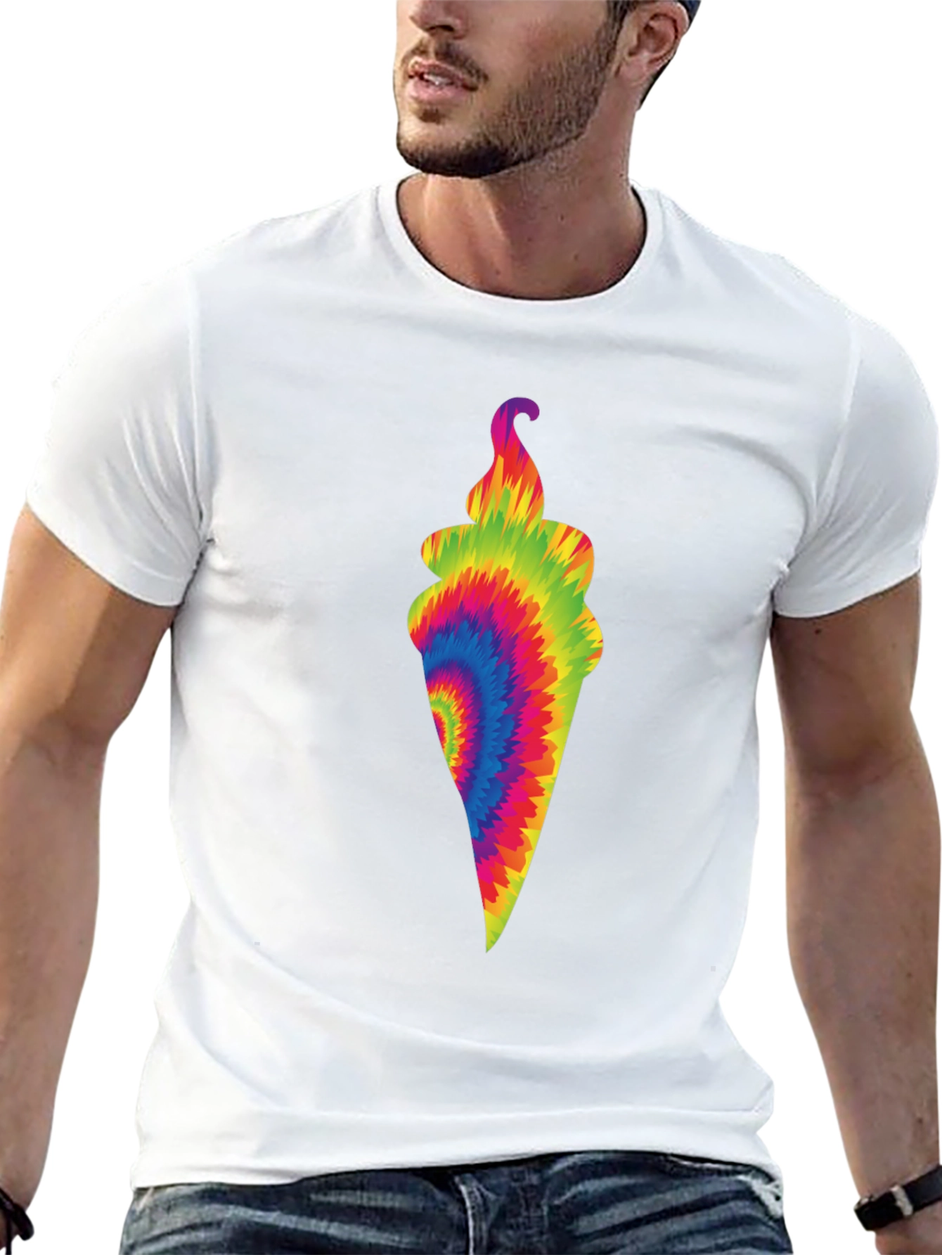 Tie-Dye Ice Cream Cone Black T-Shirt