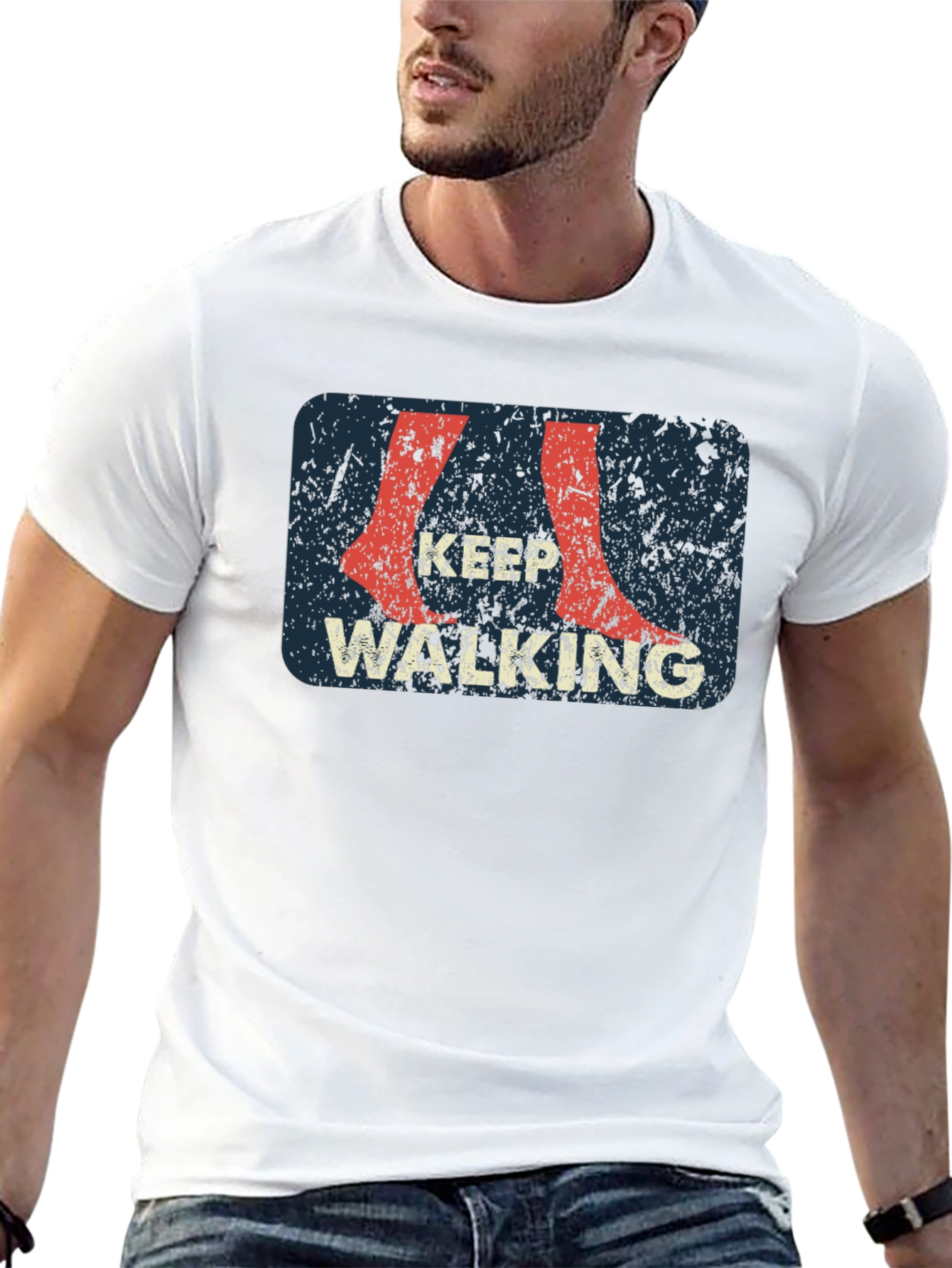 Keep Walking Graphic Print Black T-Shirt