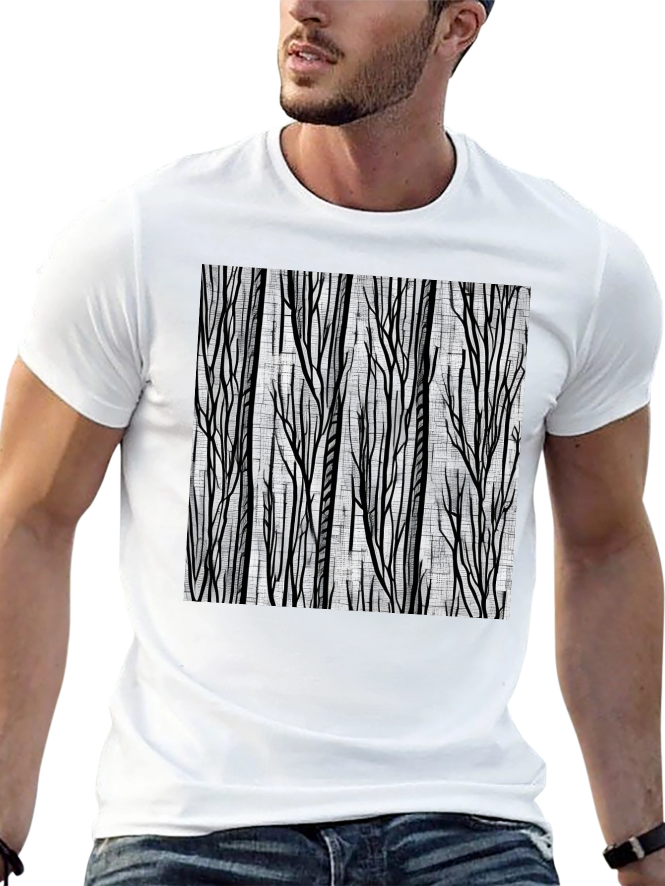 Abstract Tree Branch Graphic Tee - Black