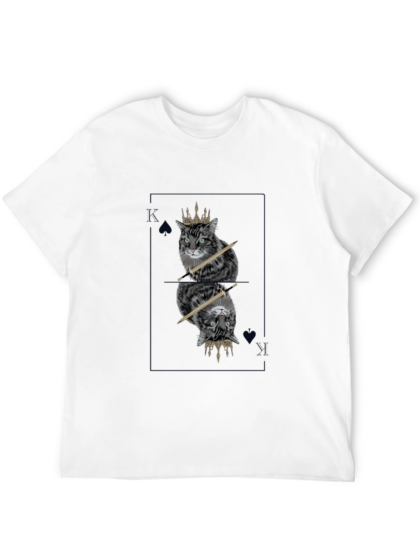 King Cat T-Shirt - Spade Card Design