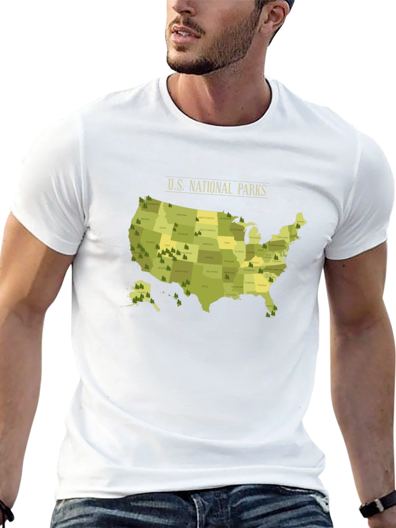 US National Parks Map T-Shirt - Black