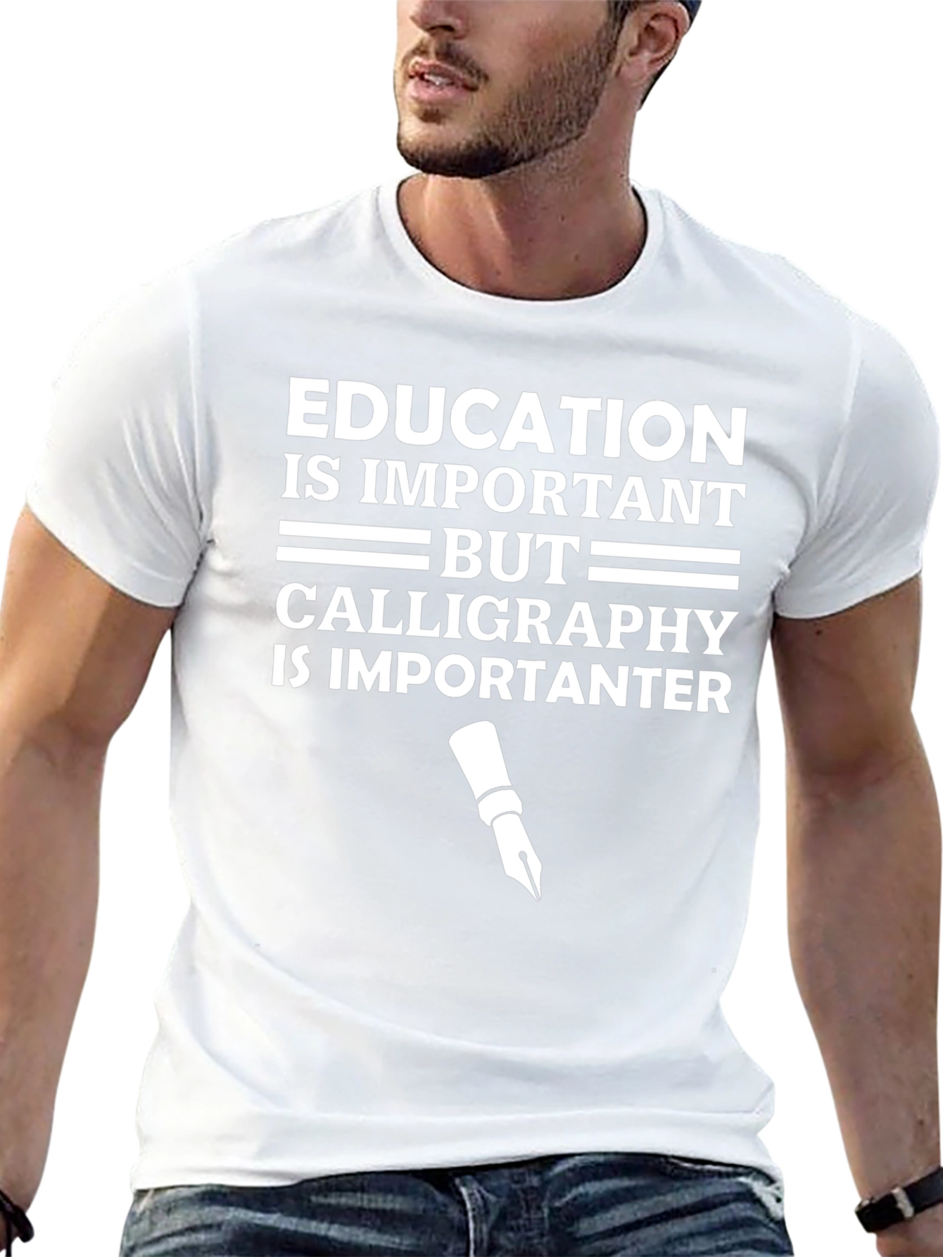 Funny Calligraphy T-Shirt: Education vs. Ink