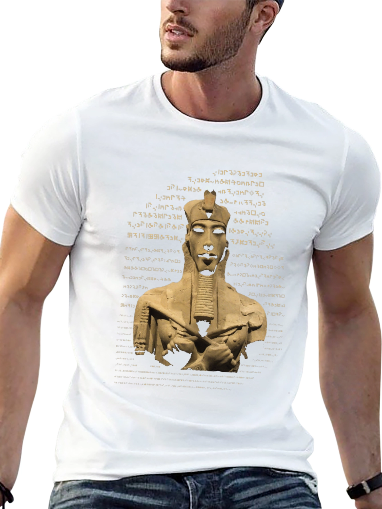 Egyptian Pharaoh Print T-Shirt - Black