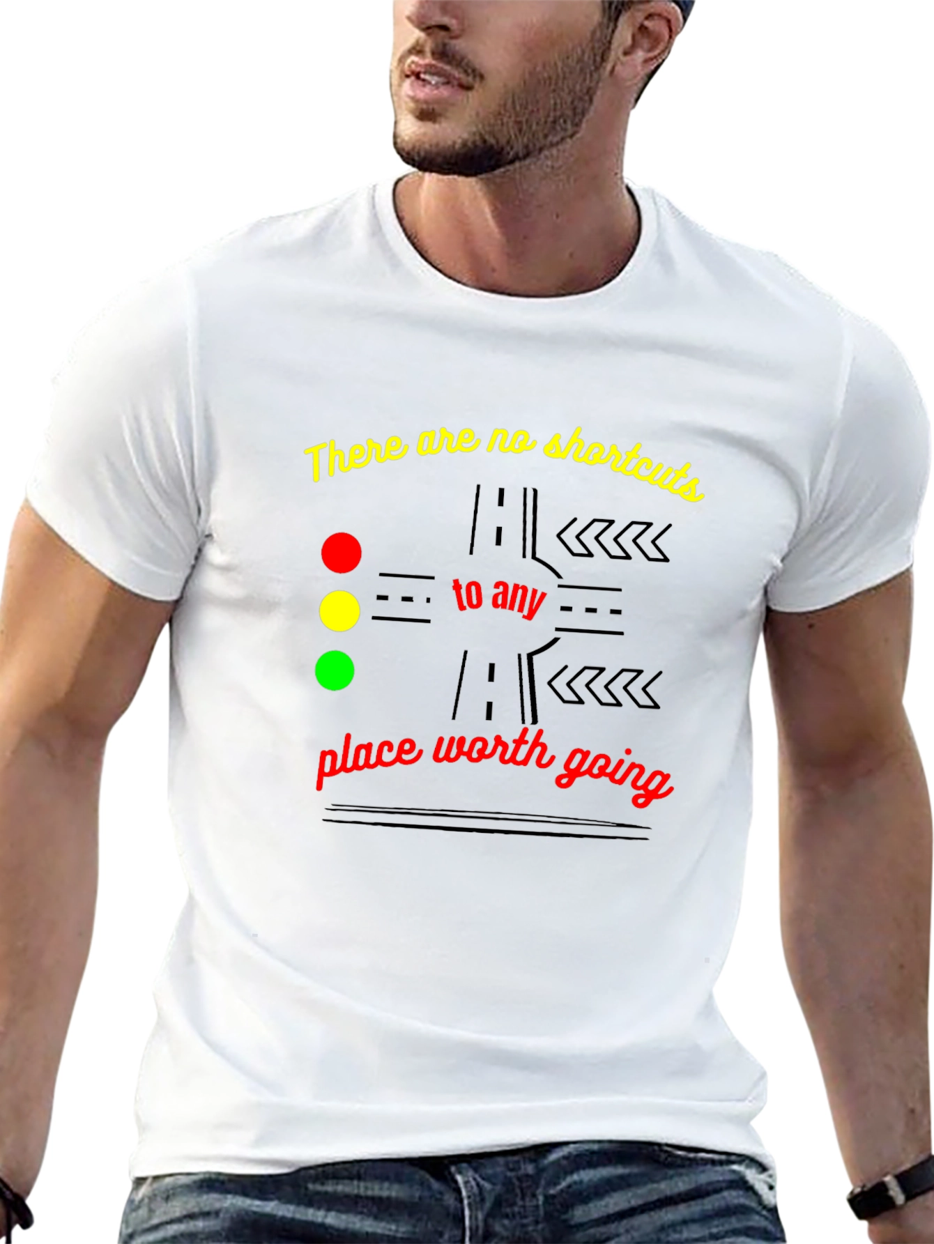 Motivational No Shortcuts Graphic T-Shirt
