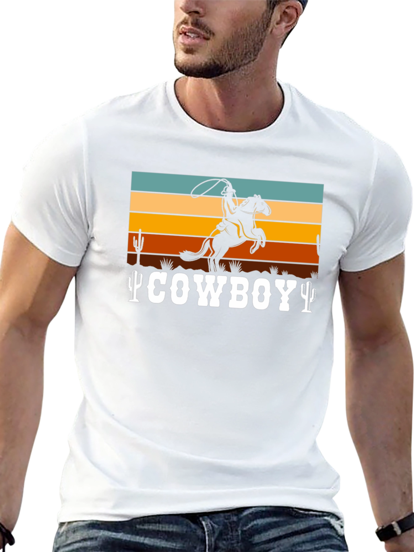 Cowboy Graphic Tee - Retro Western Design