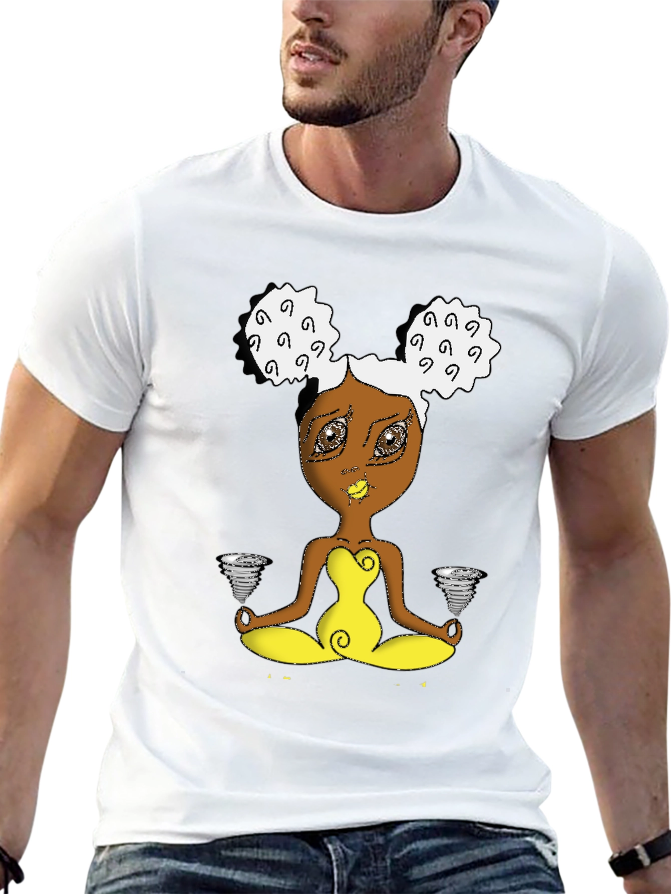Zen Cartoon Girl Black T-Shirt