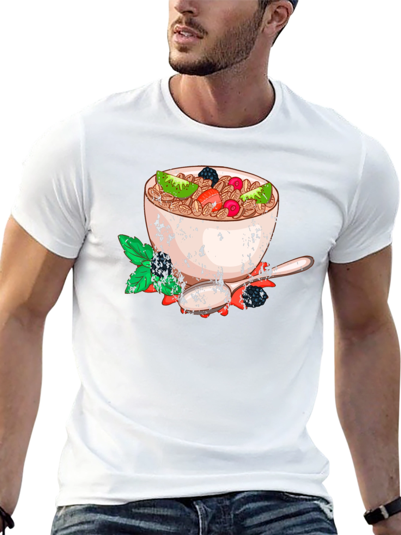 Cereal Bowl Graphic Tee - Trendy Breakfast Shirt