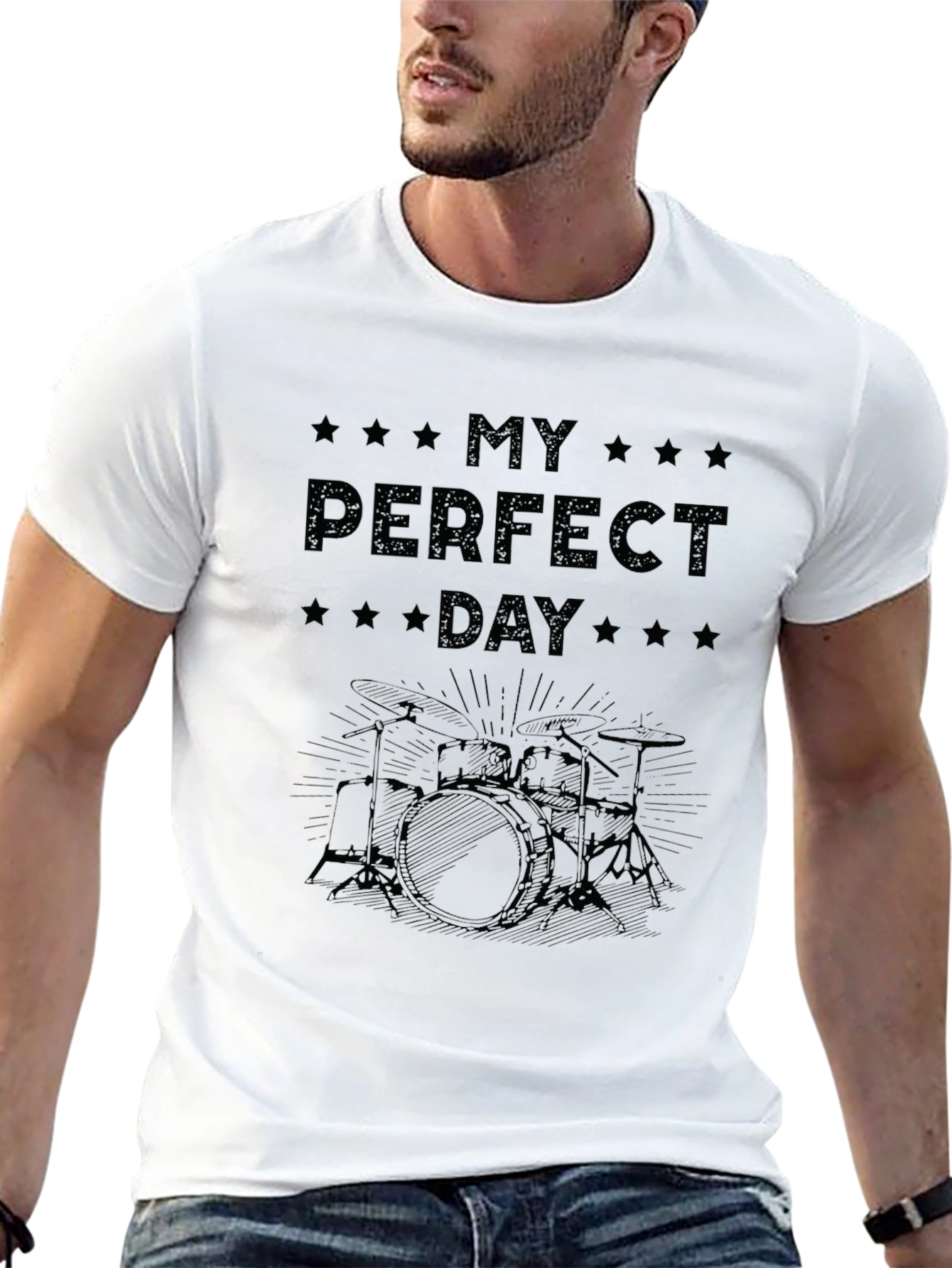 My Perfect Day Drums Graphic Tee - Black