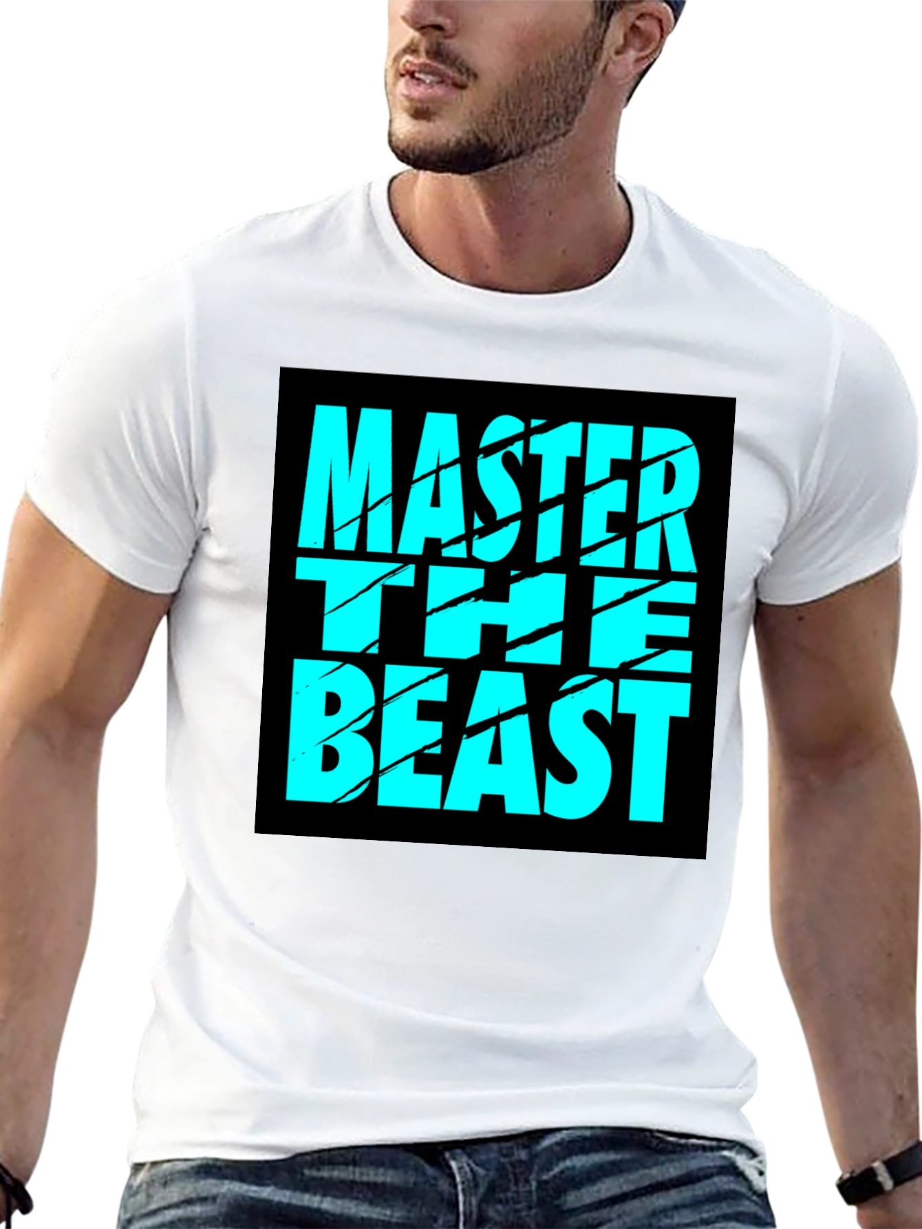 Master The Beast Graphic Tee - Black Cotton T-Shirt