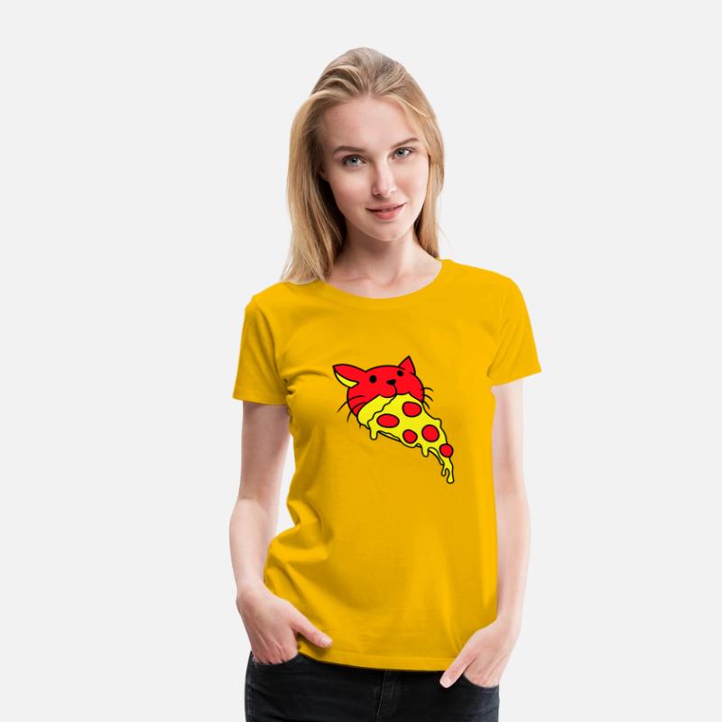Cat Eats Yummy Salami Pizza Hunger Fast Food Mouth