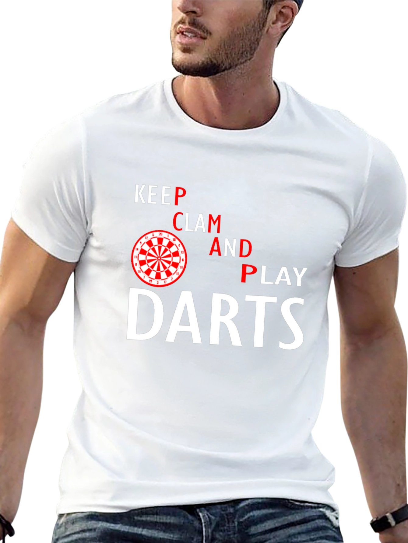 Keep Clam and Play Darts Black T-Shirt