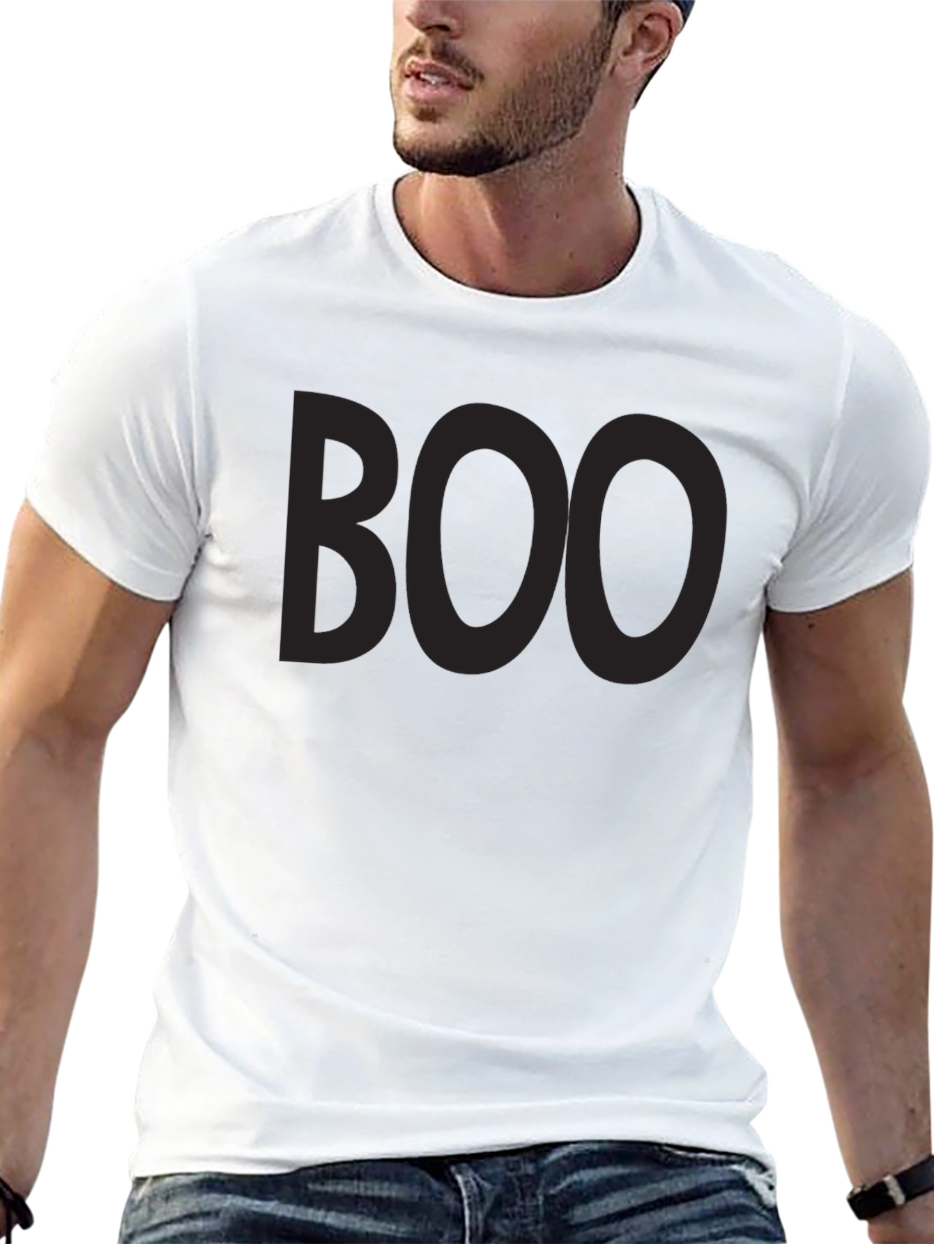 Mens Black Boo T-Shirt - Spooky Season Style