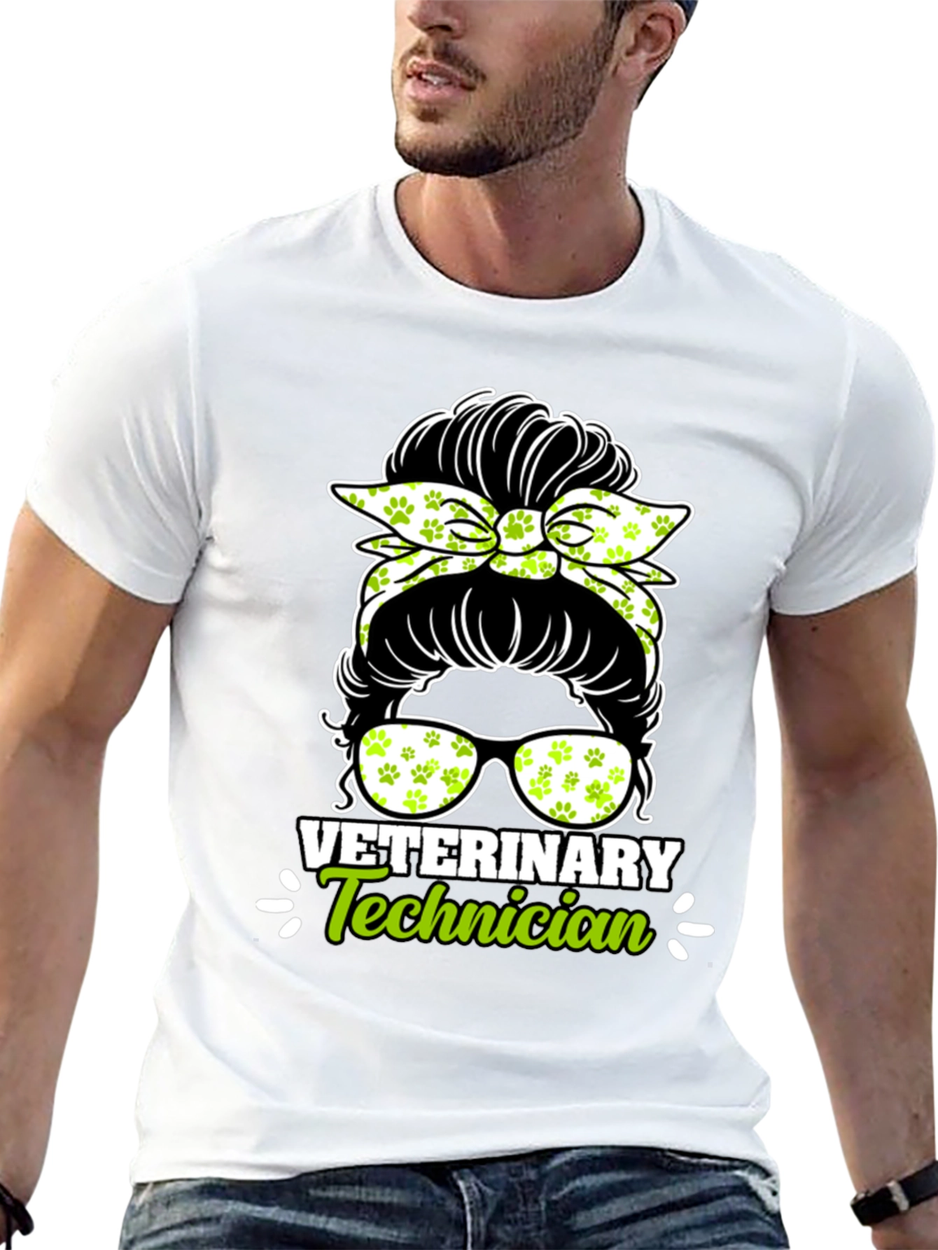 Veterinary Technician Messy Bun T-Shirt