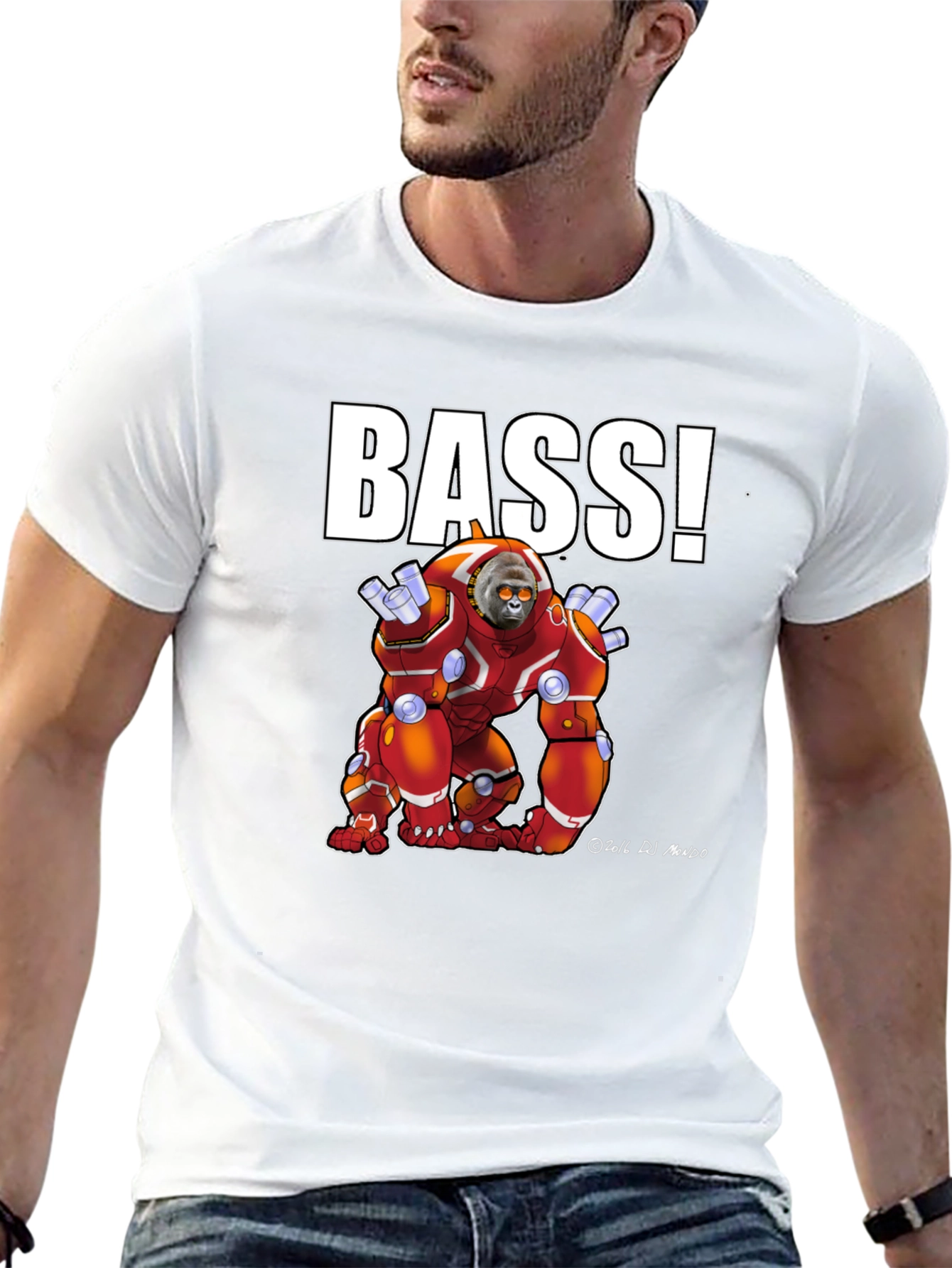 BASS! Graphic T-Shirt - Cyborg Ape Design