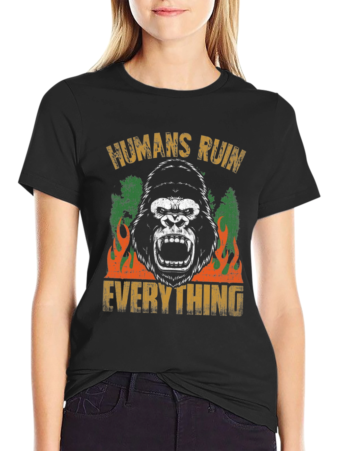 Humans Ruin Everything Gorilla Graphic Tee