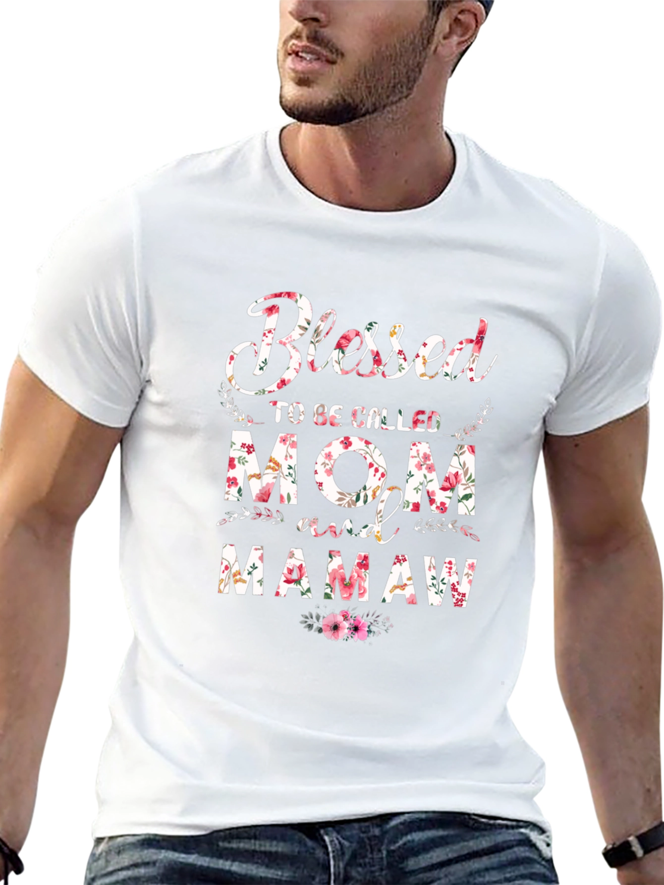 Blessed Mom & Mamaw Floral Graphic T-Shirt