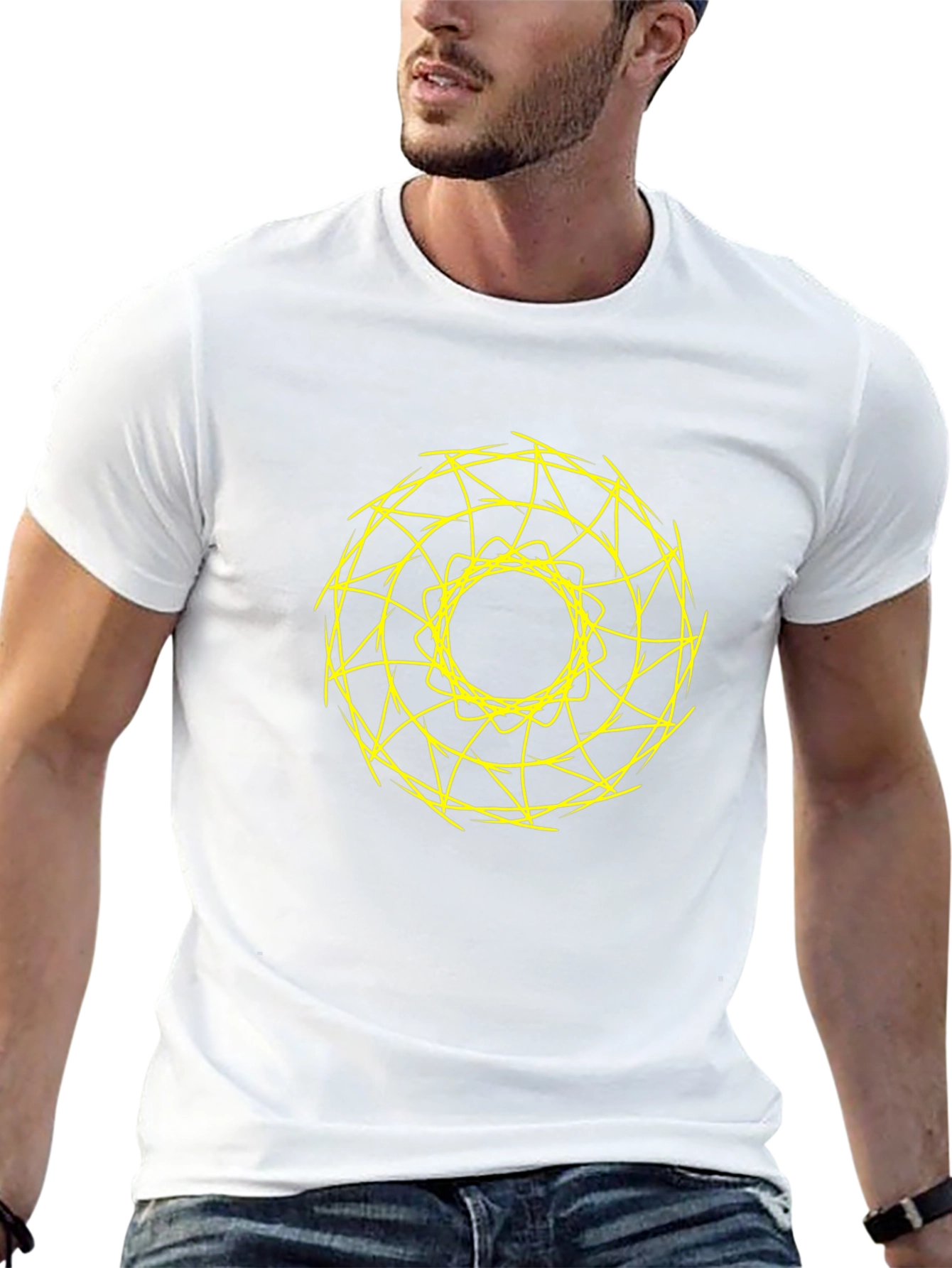 Geometric Mandala Graphic Black T-Shirt