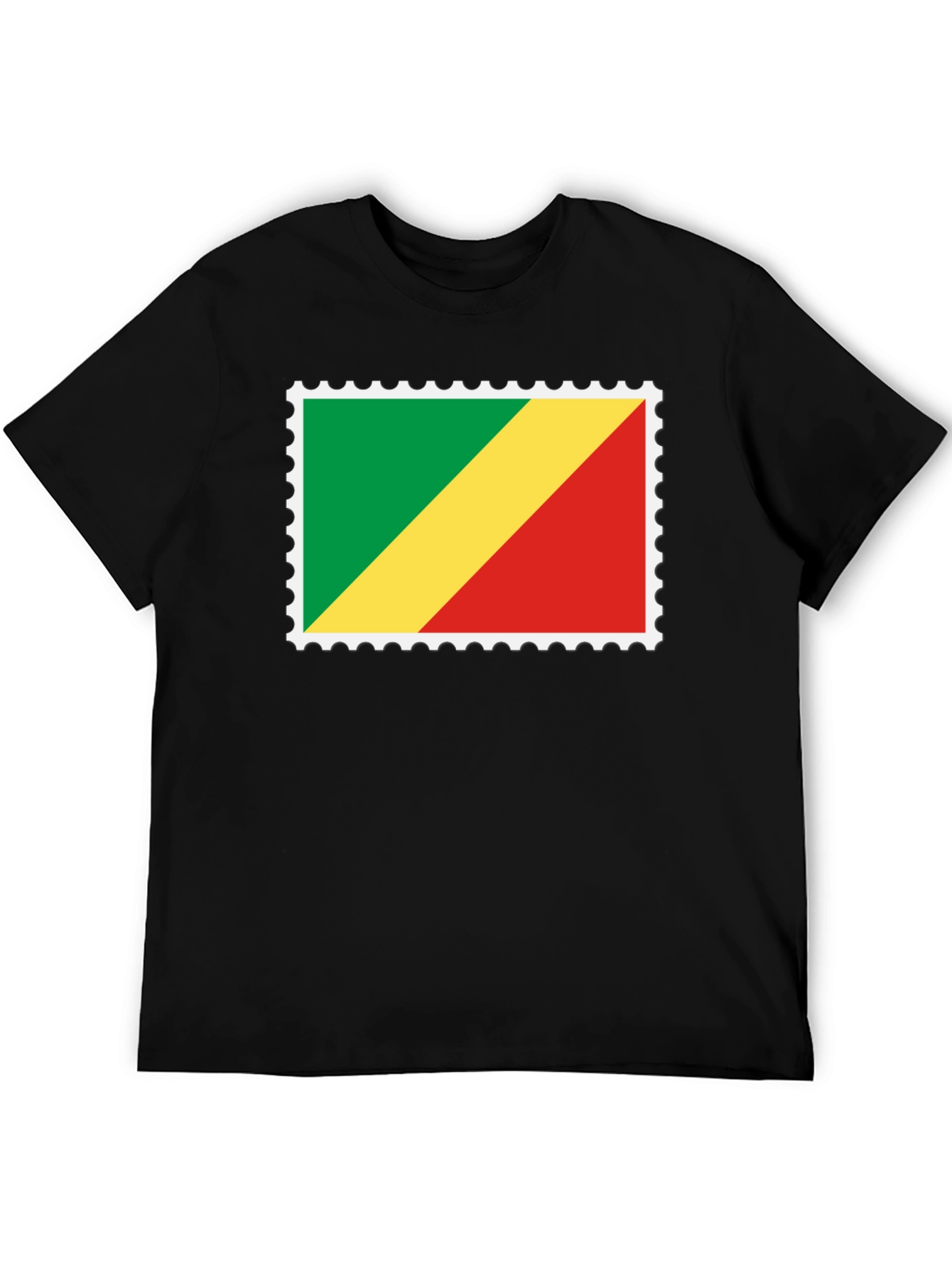 Congo Flag Stamp Black T-Shirt