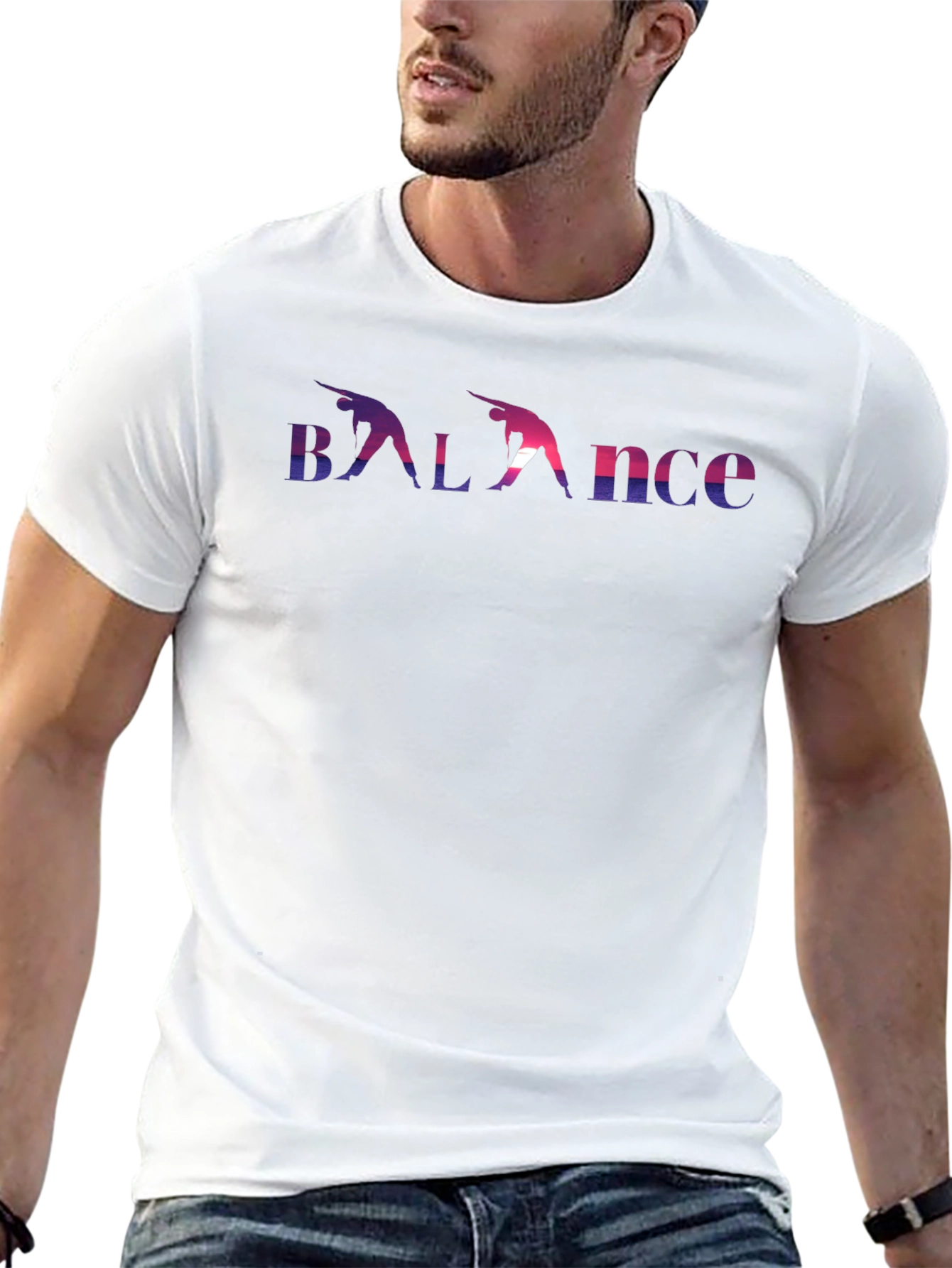 Balance Yoga Pose Graphic Tee - Soft Cotton Blend