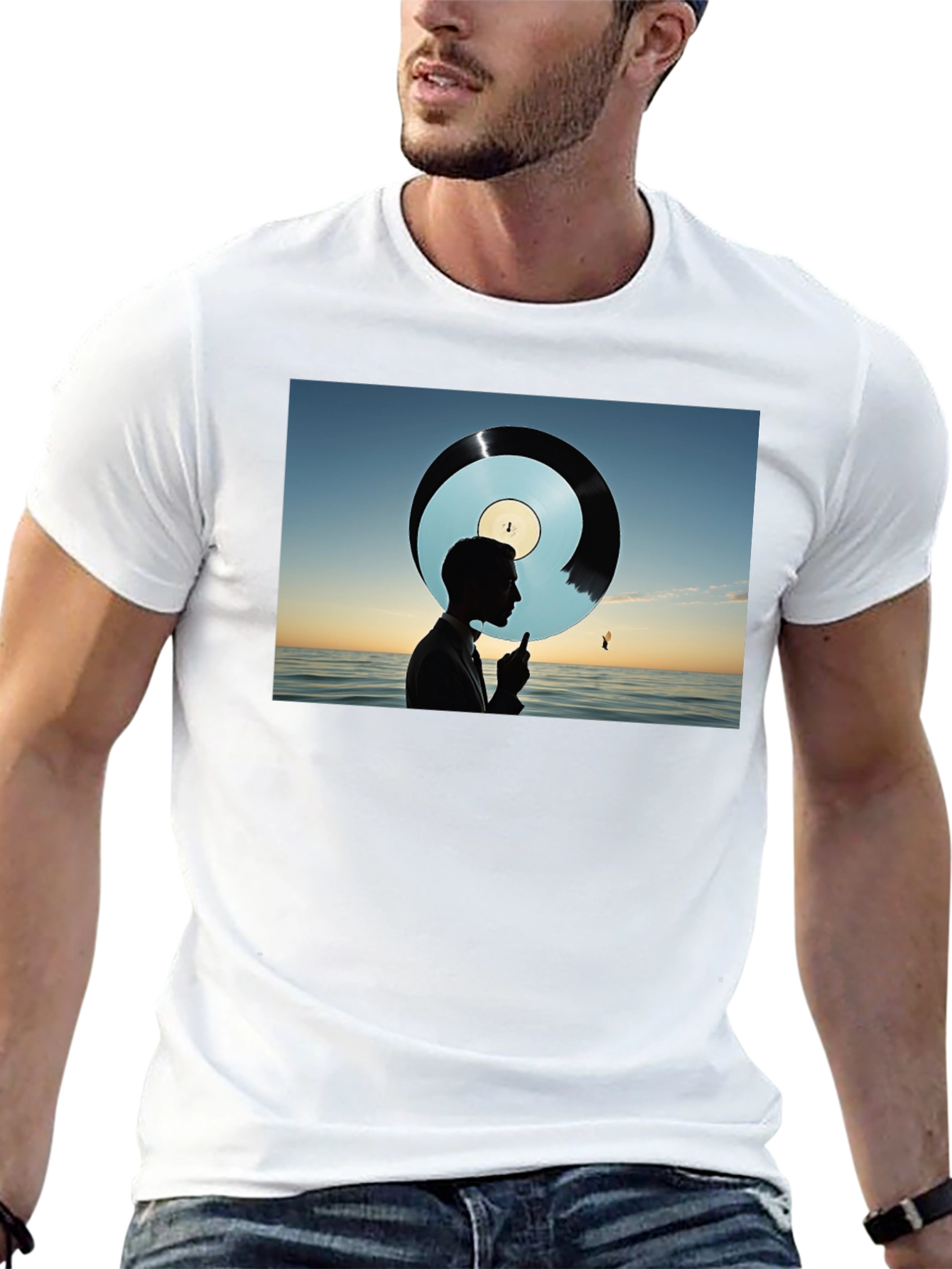 Silhouette Ocean Record Graphic Tee