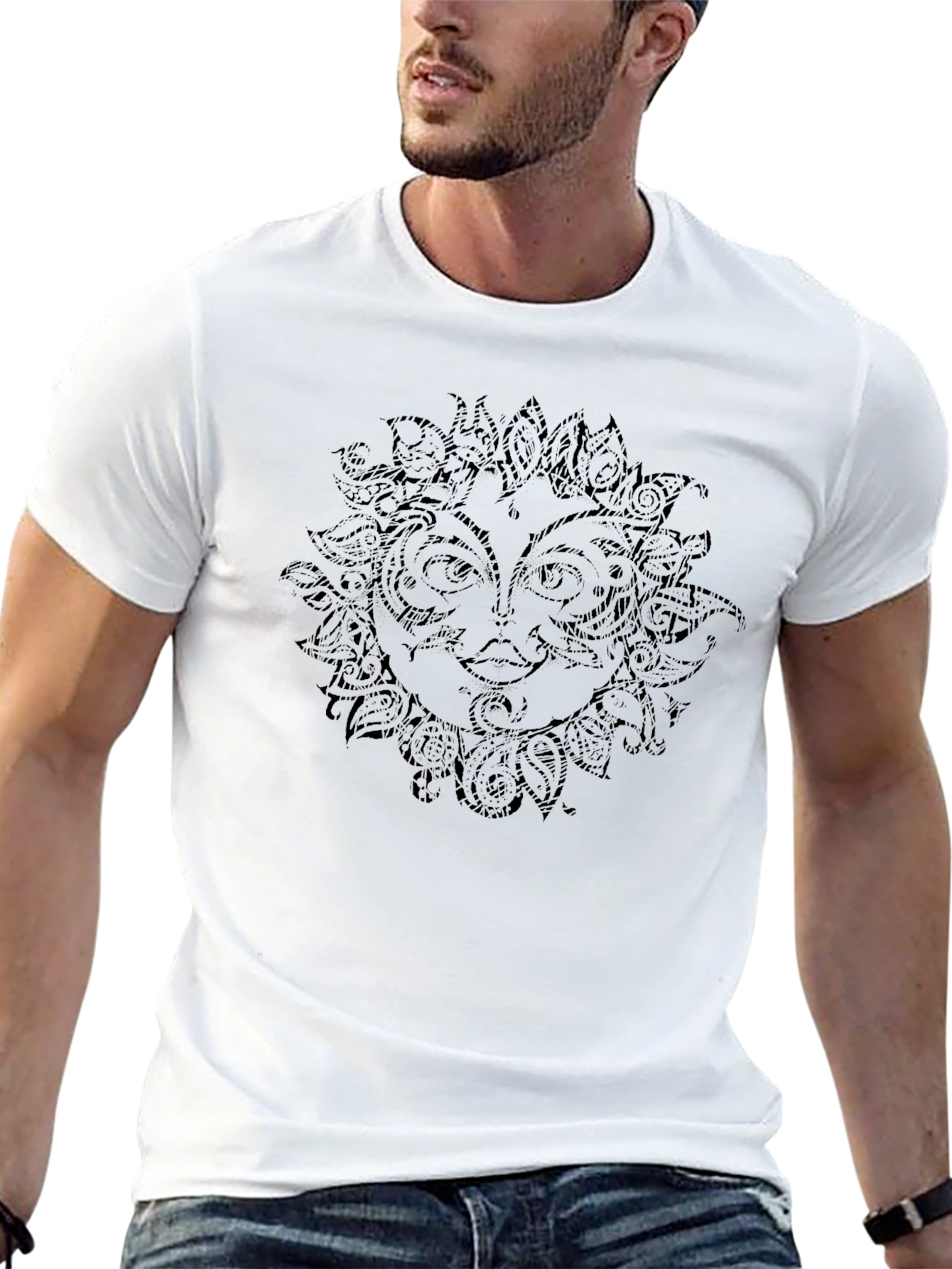 Boho Sun Graphic Black T-Shirt - Unique Design