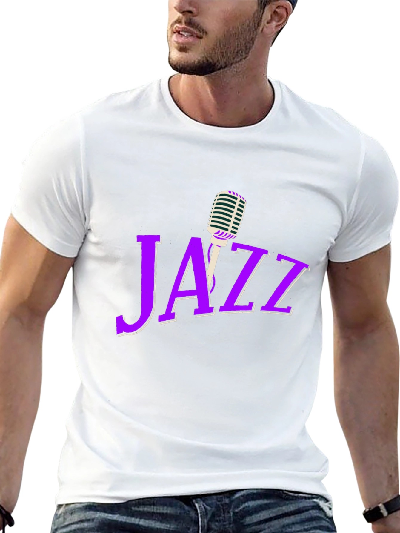 Jazz Music Graphic T-Shirt - Classic Microphone Design