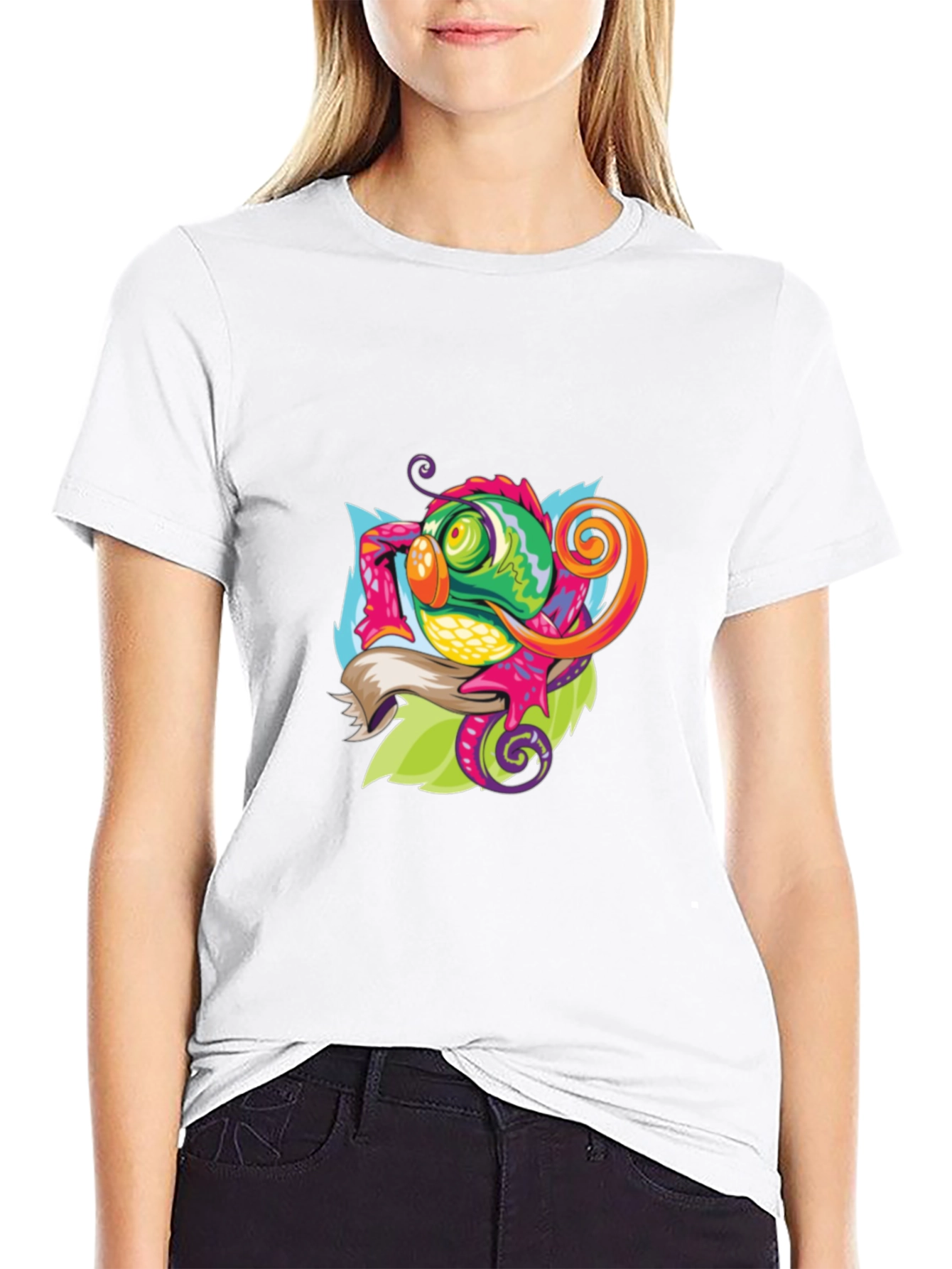 Cool Chameleon Graphic Black T-Shirt