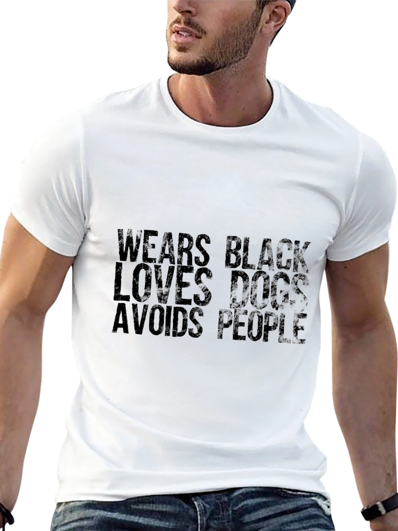 Wears Black Loves Dogs Avoids People Graphic Tee