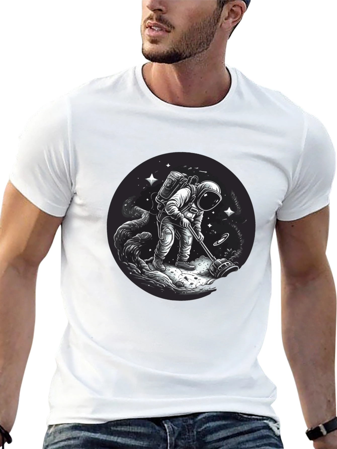 Astronaut Metal Detecting Graphic Tee