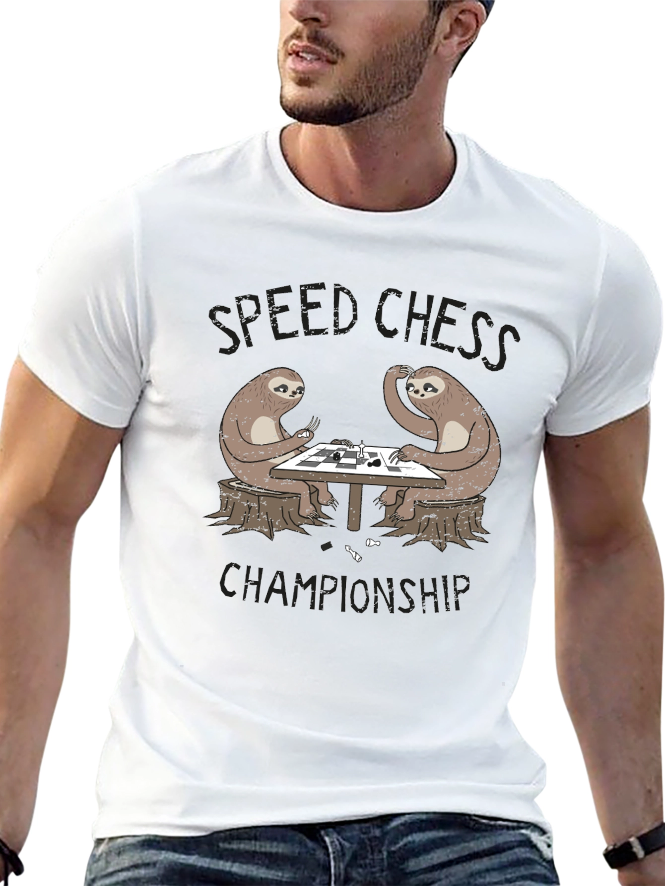 Sloth Speed Chess Championship Graphic T-Shirt