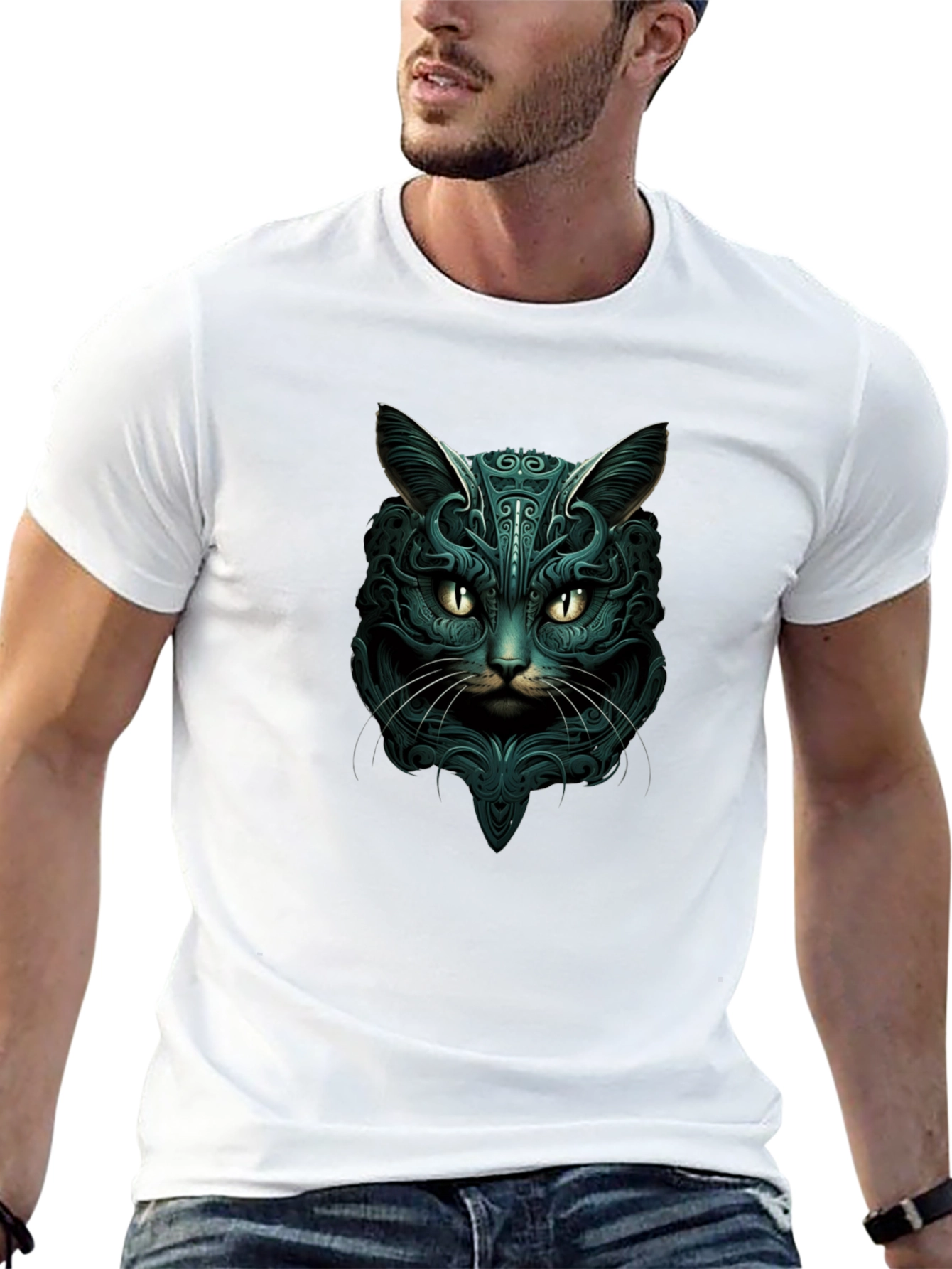 Mystic Cat Graphic Tee - Black