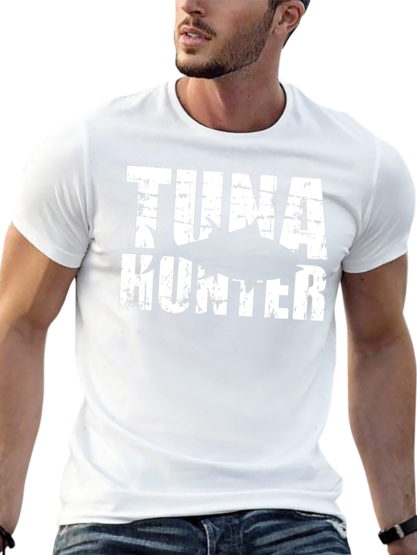 Tuna Hunter Graphic Tee - Black Cotton T-Shirt