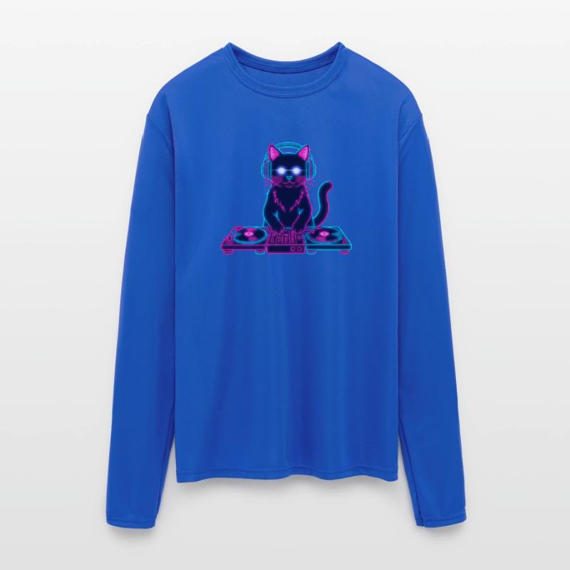 Glowing DJ Cat – Neon Party Club Vibe Design