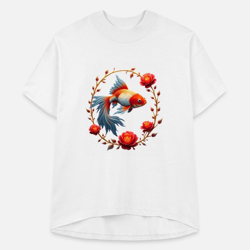 Goldfish Flowers Art | Geometric Animal Design