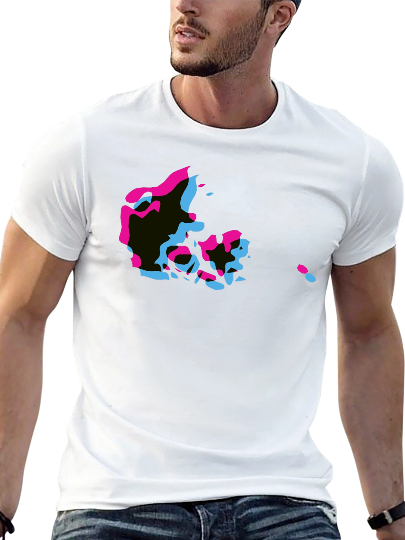Denmark Map T-Shirt - Black with Retro Graphic