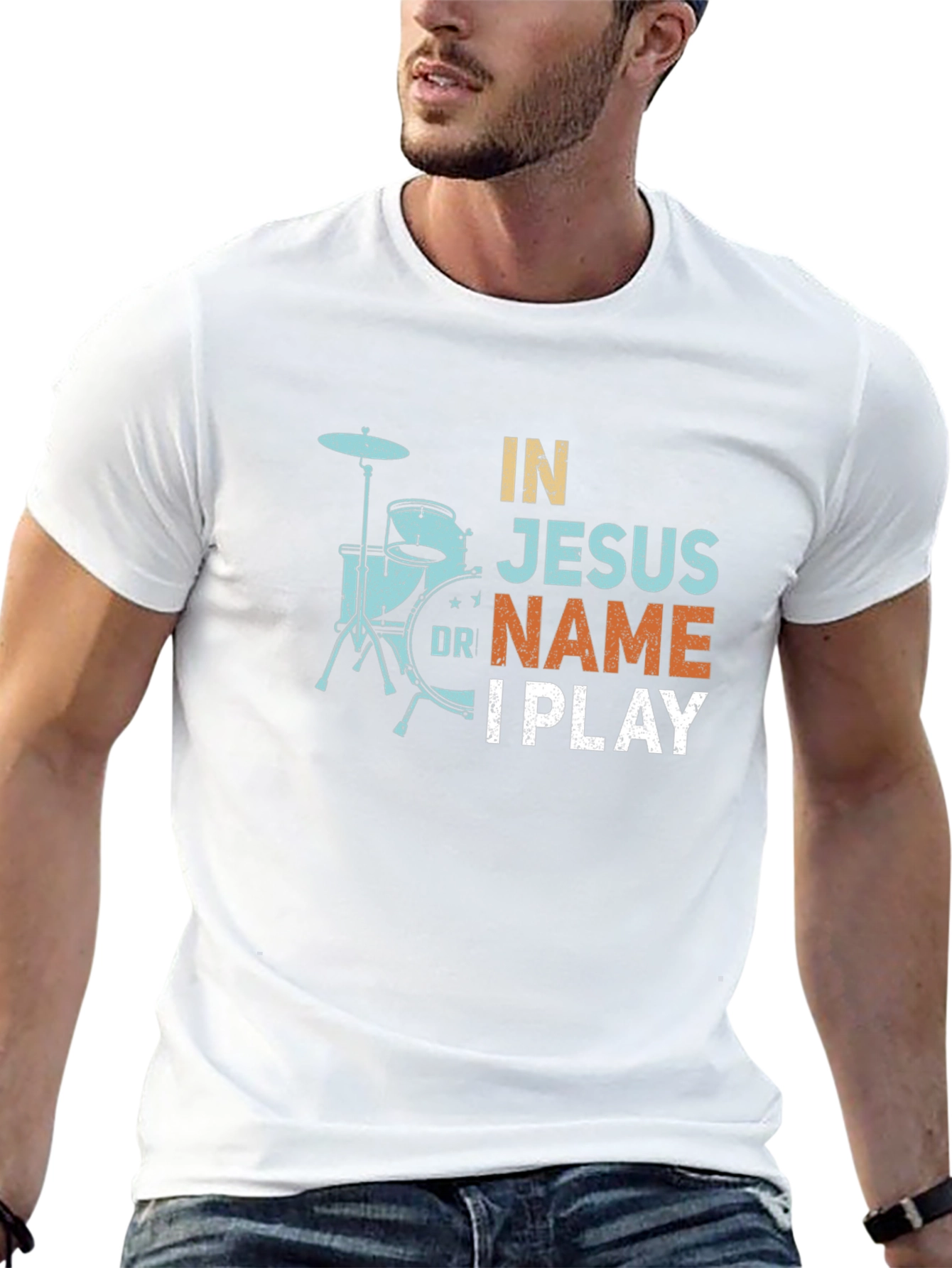 In Jesus Name I Play Drummer T-Shirt