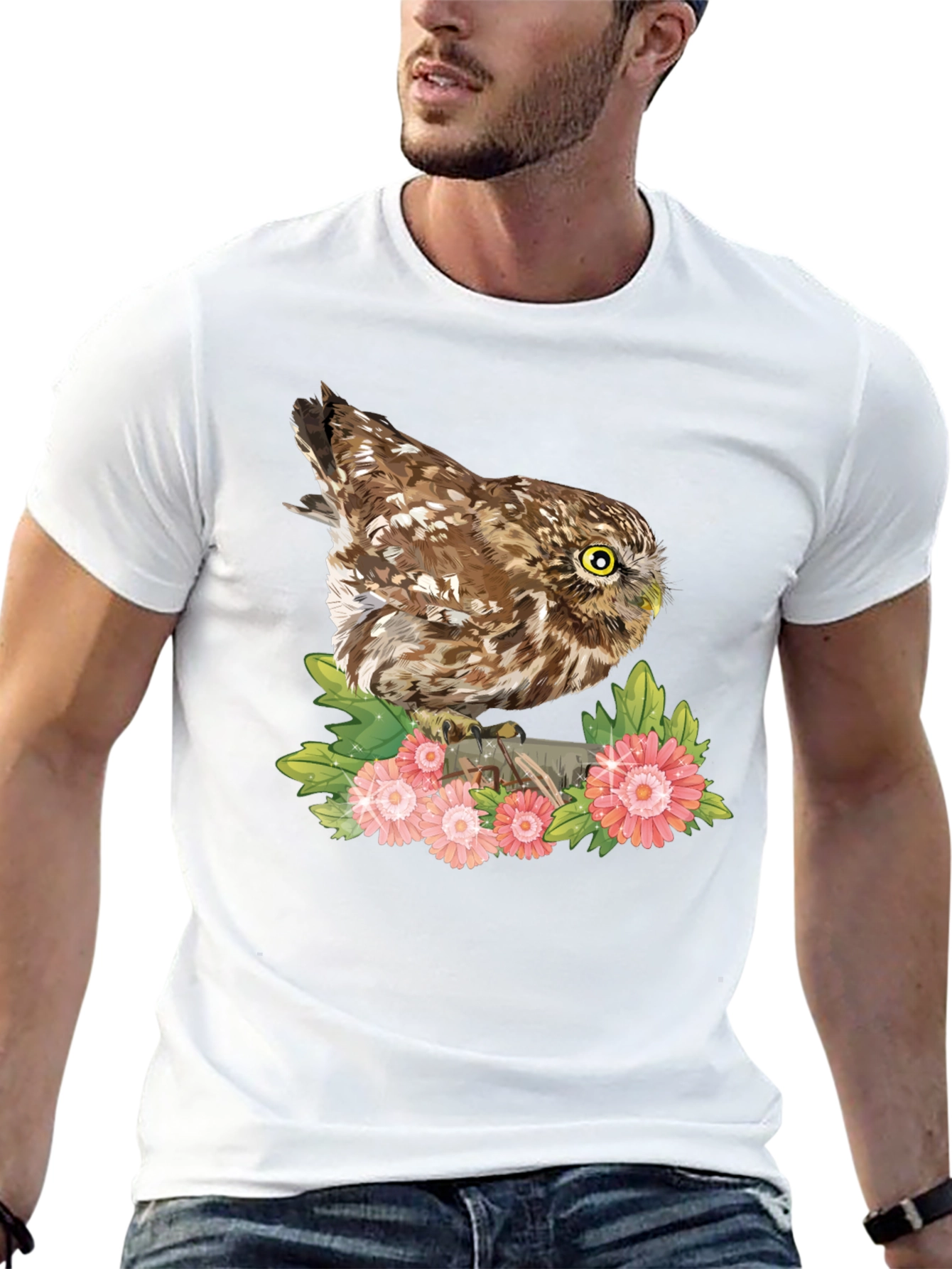 Owl & Floral Print Tee