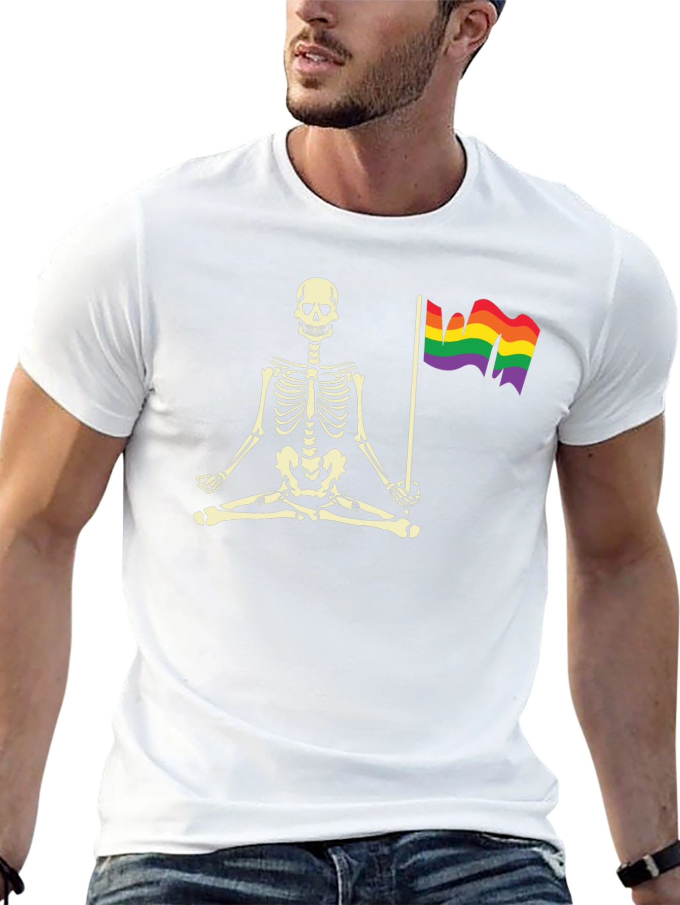 Skeleton LGBT Pride Meditation T-Shirt