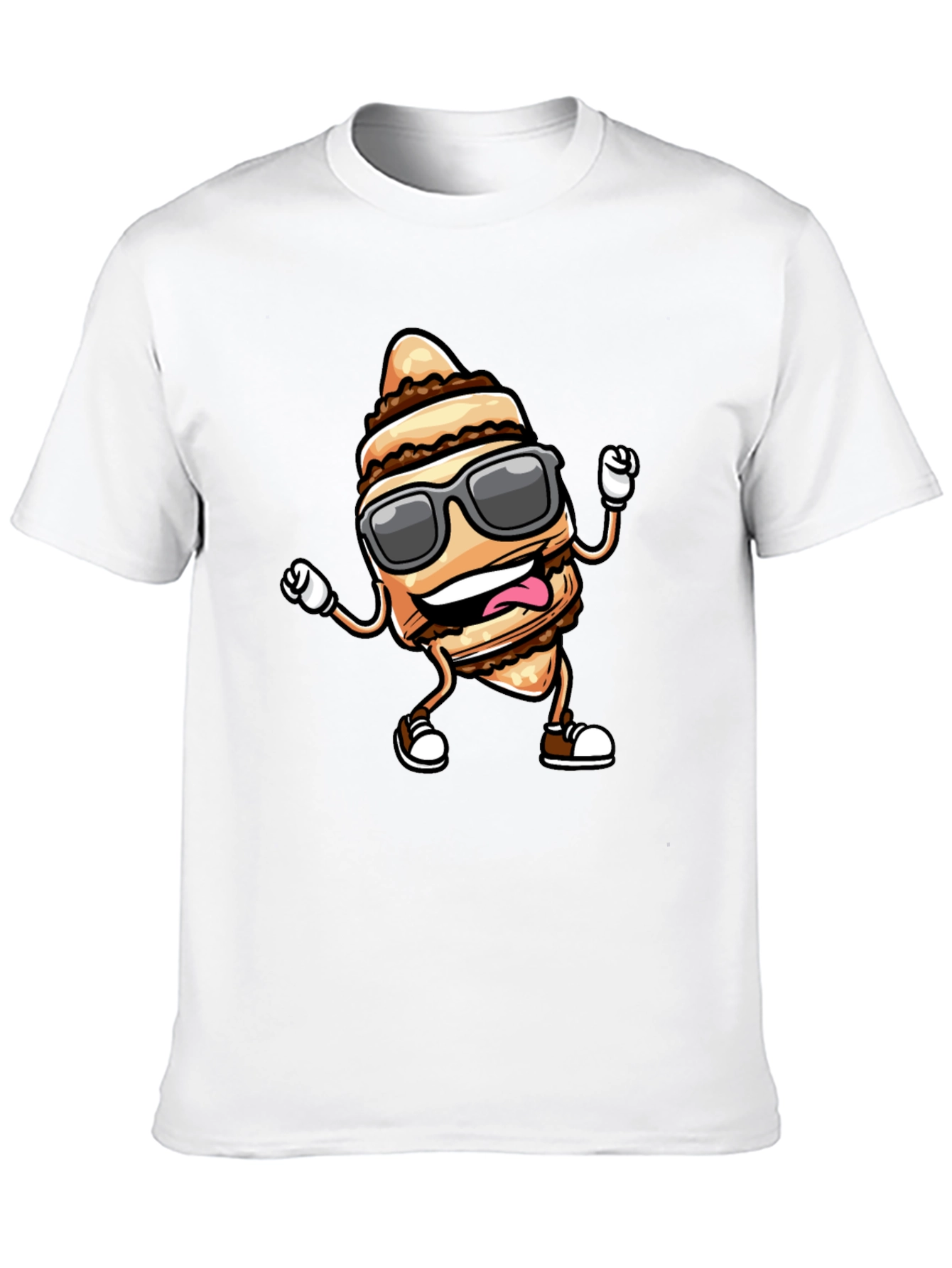 Funny Cream Horn Cartoon Black T-Shirt