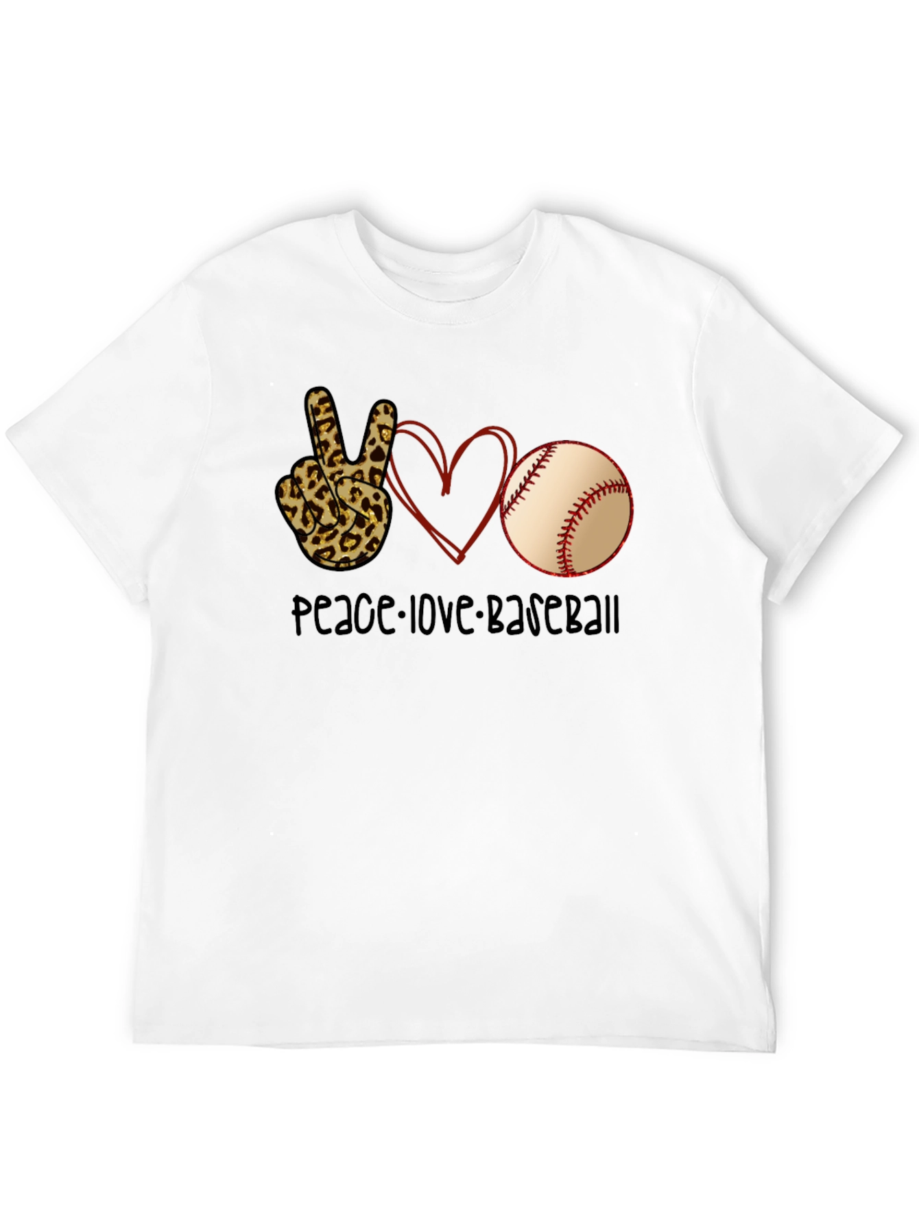 Peace Love Baseball Graphic T-Shirt