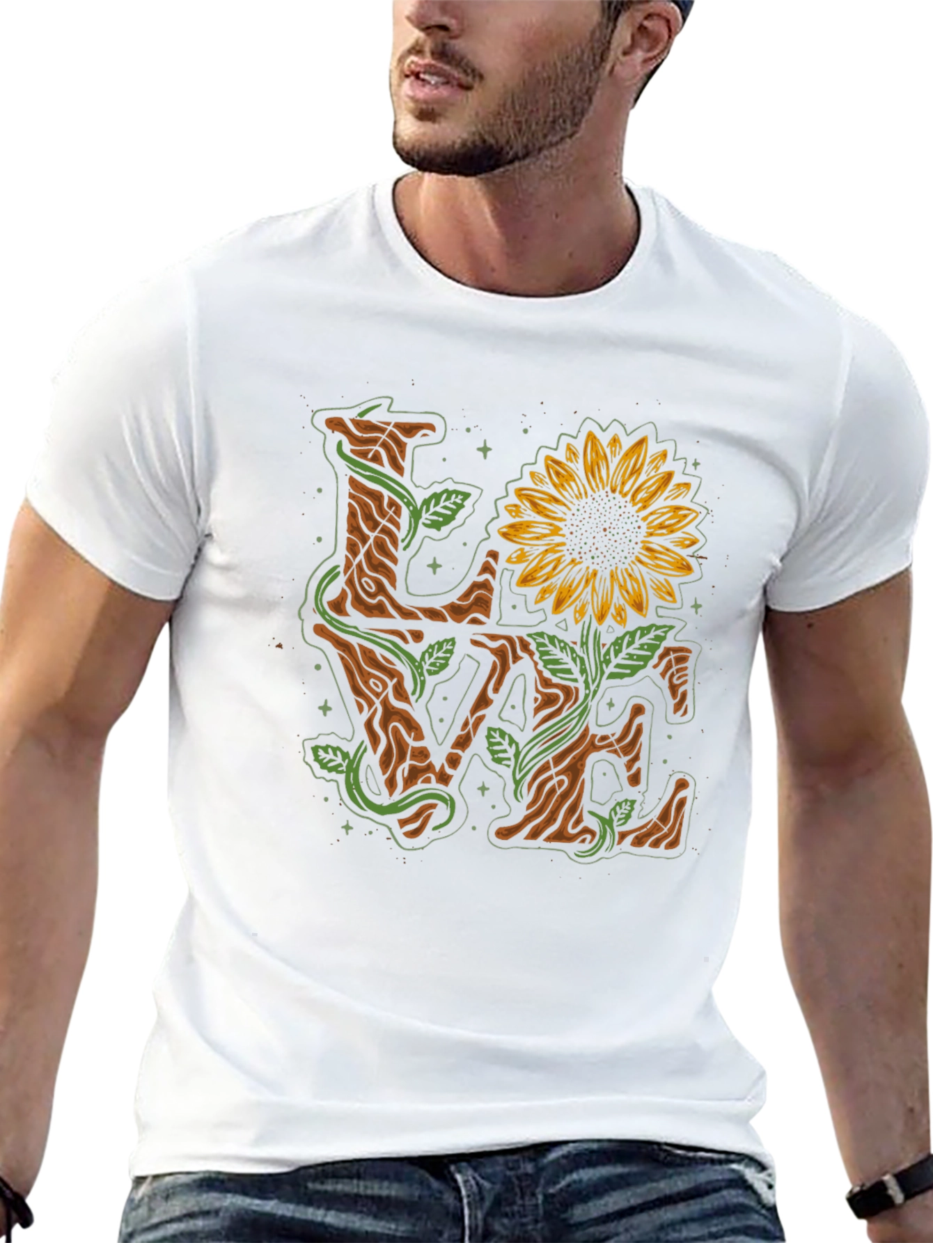 LOVE Sunflower Graphic Print T-Shirt