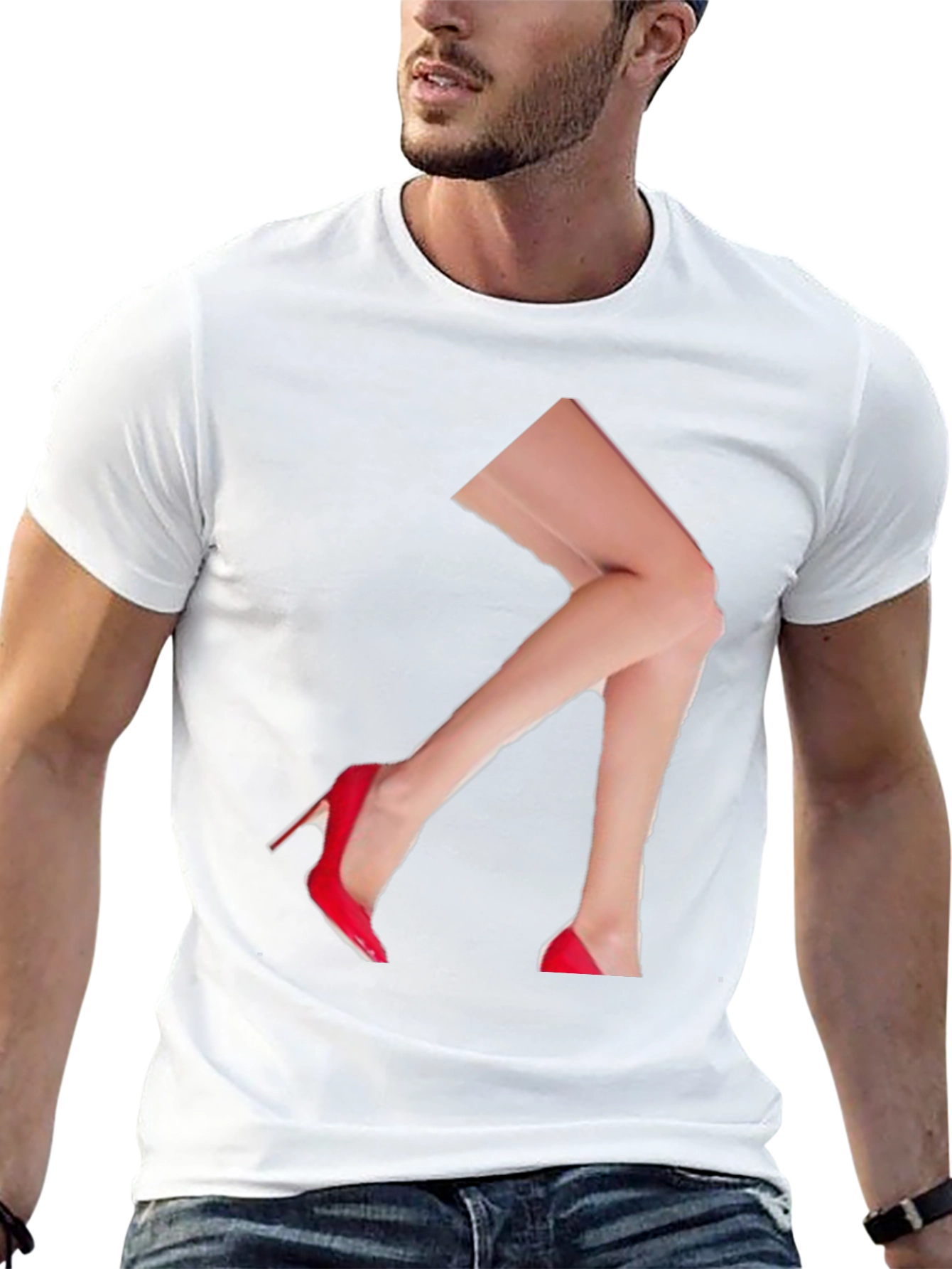 Novelty Legs Print T-Shirt - Red Heels