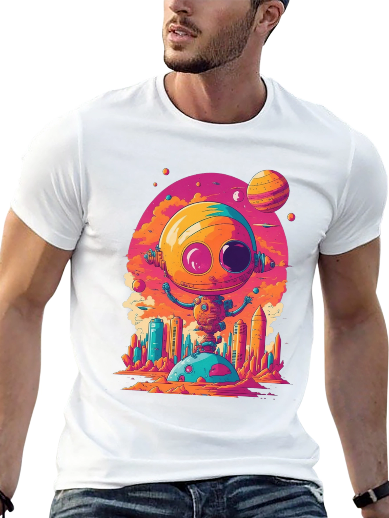 Sci-Fi Robot T-Shirt - Retro Space Design