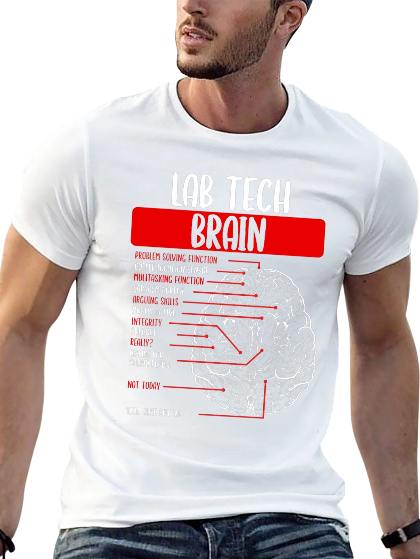 Lab Tech Brain Anatomy Graphic Tee - Black